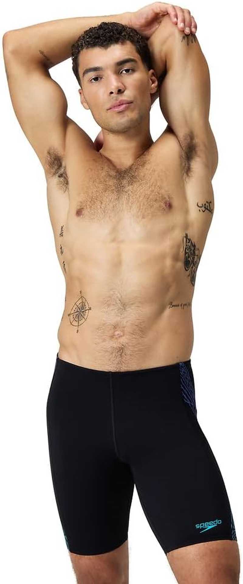 Speedo Men'S Tech Panel Jammer, Black/Cobalt Pop, 34 image number 5