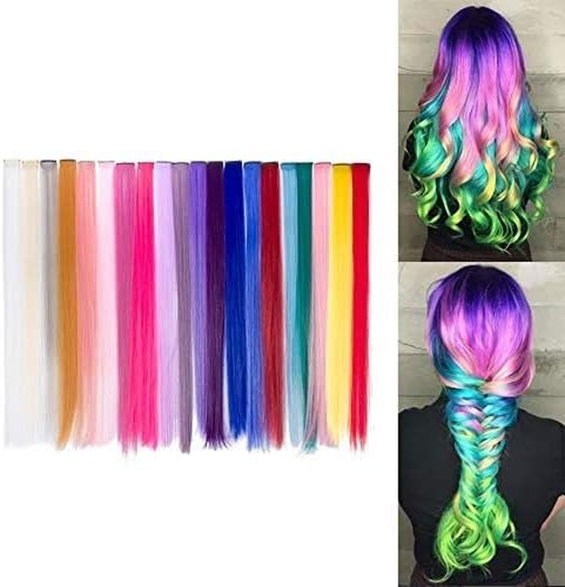 Beauty7 Braiding Hair Extensions Clips Synthetic Fiber Hair Extensions Straight Hairpieces Braid Hair Clips Braiding for Hair Extension for Girls Women 50Cm/20Inch 5 Pcs Hair Accessories Deep Purple - Deep Purple image number 5