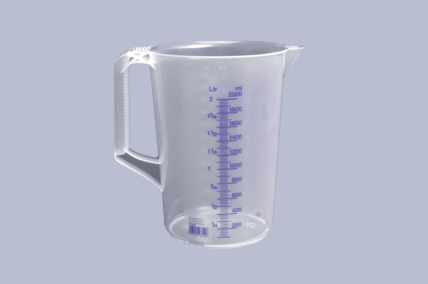 Hunersdorff 937000 Graduated Can with Closed Handle, White/Blue, 2000 Ml image number 2
