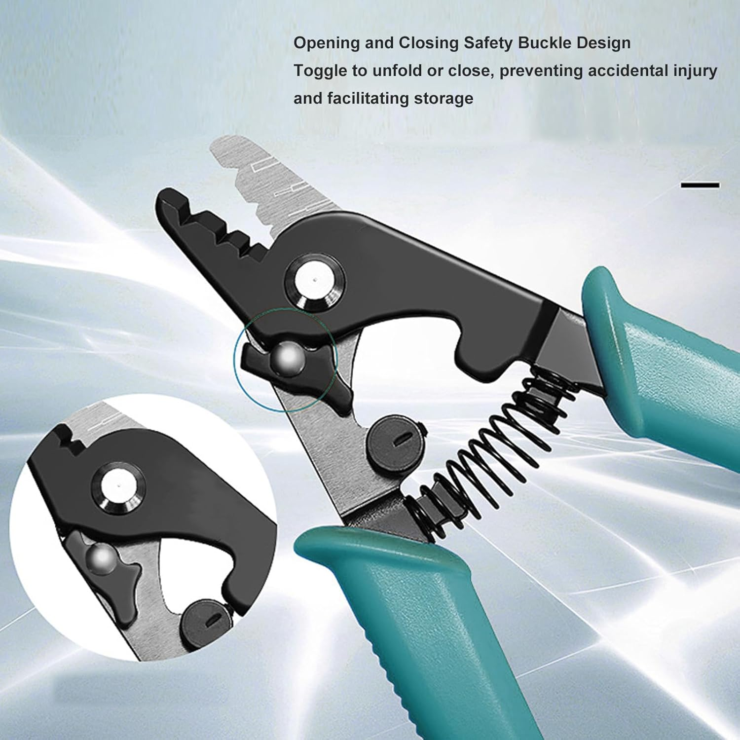 VELATEMOR 3 Hole Fiber Stripper, Quick & Accurate Optic Fiber Stripping Tool with Safety Lock, Automatic Reset Spring, Ergonomic Design, Long Lasting for Electrical Work image number 5