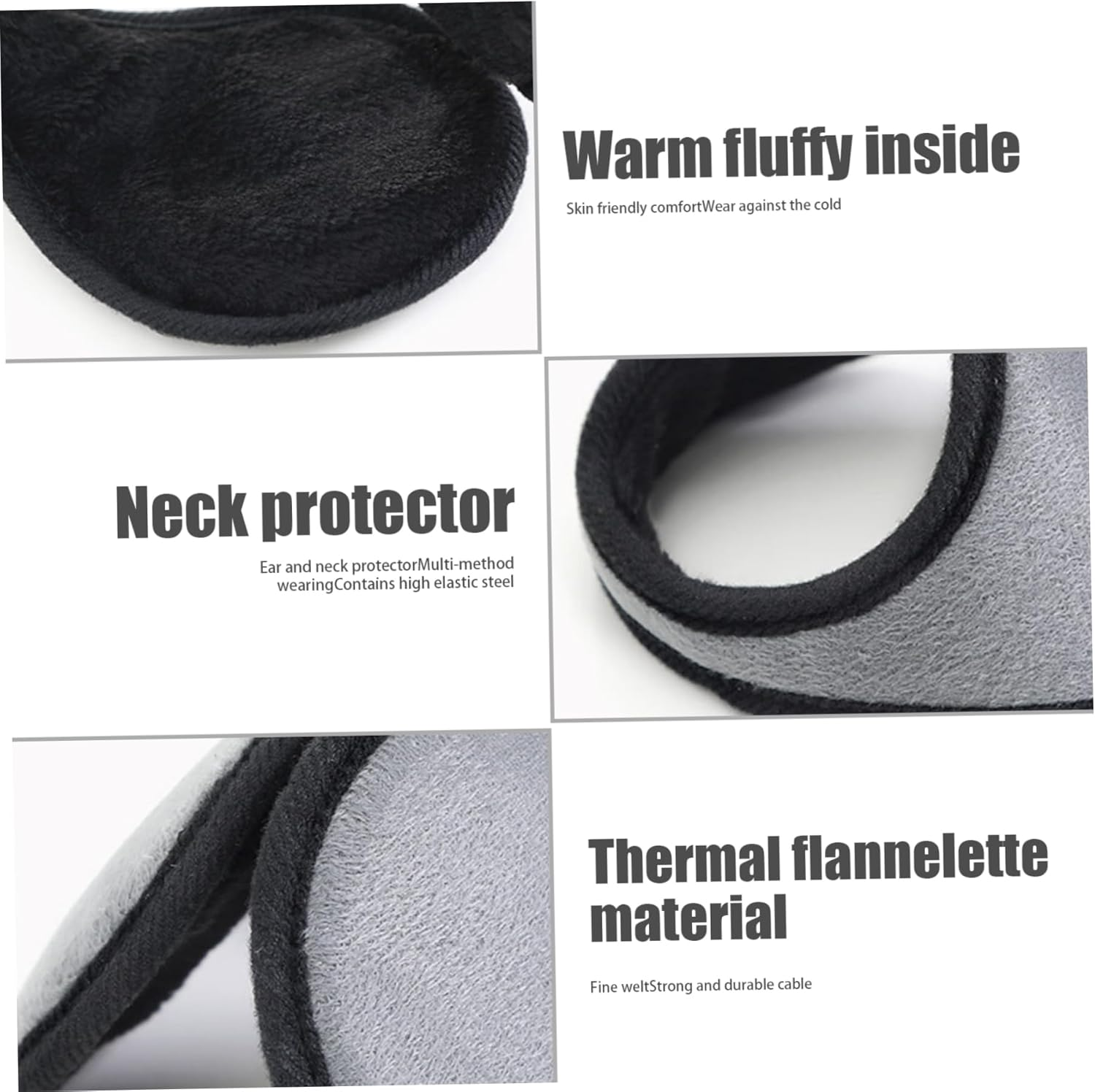 Ear Muffs 2Pcs Winter Fluffy Ear Muffs Behind-The-Head Adjustable & Foldable Ear Covers Protection for Cold Weather Running Skiing image number 1