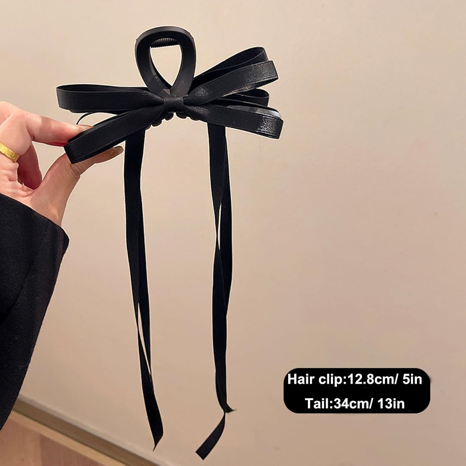 WEIPUER Pack of 2 Bows Hair Clips with Long Tail, 8 Cm Long Tassel Ribbon Hair Clips, Women'S Hair Clip for Girls, Large Hair Clips for Long Hair (Brown and Black) image number 5