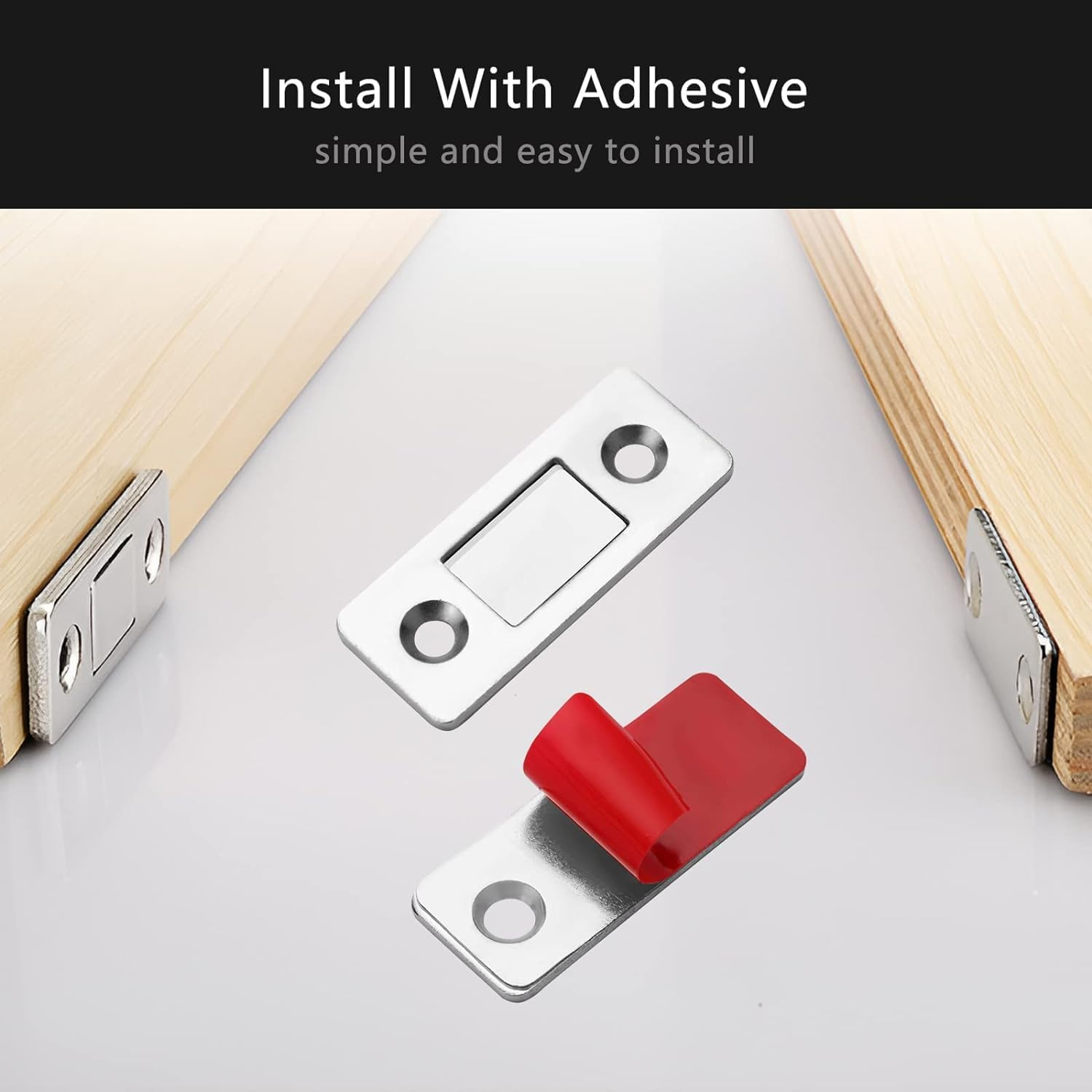 10 Pack Cabinet Magnetic Catch, Ultra-Thin Cabinet Drawer Magnets Adhesive Door Latch Closures for Kitchen Wardrobe Door Closet Drawer Magnetic Cabinet Latch image number 4