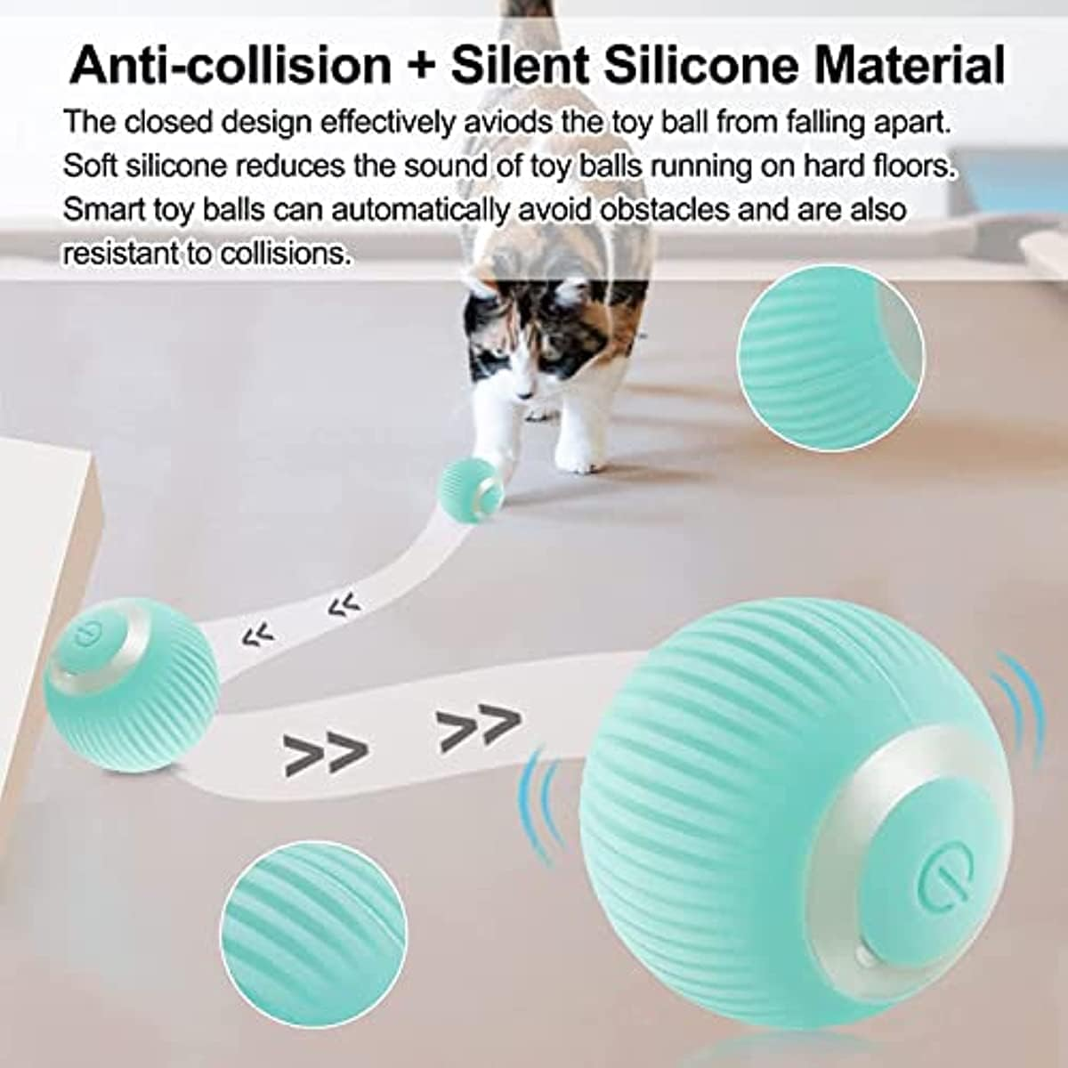 Cat Ball Toy, Intelligent Indoor Automatic Moving Ball Puzzle Dispel Boredom USB Charging Pet Toy with Light, Interactive Cat Ball Toy,Fun Present for Kitten (Pink) image number 4