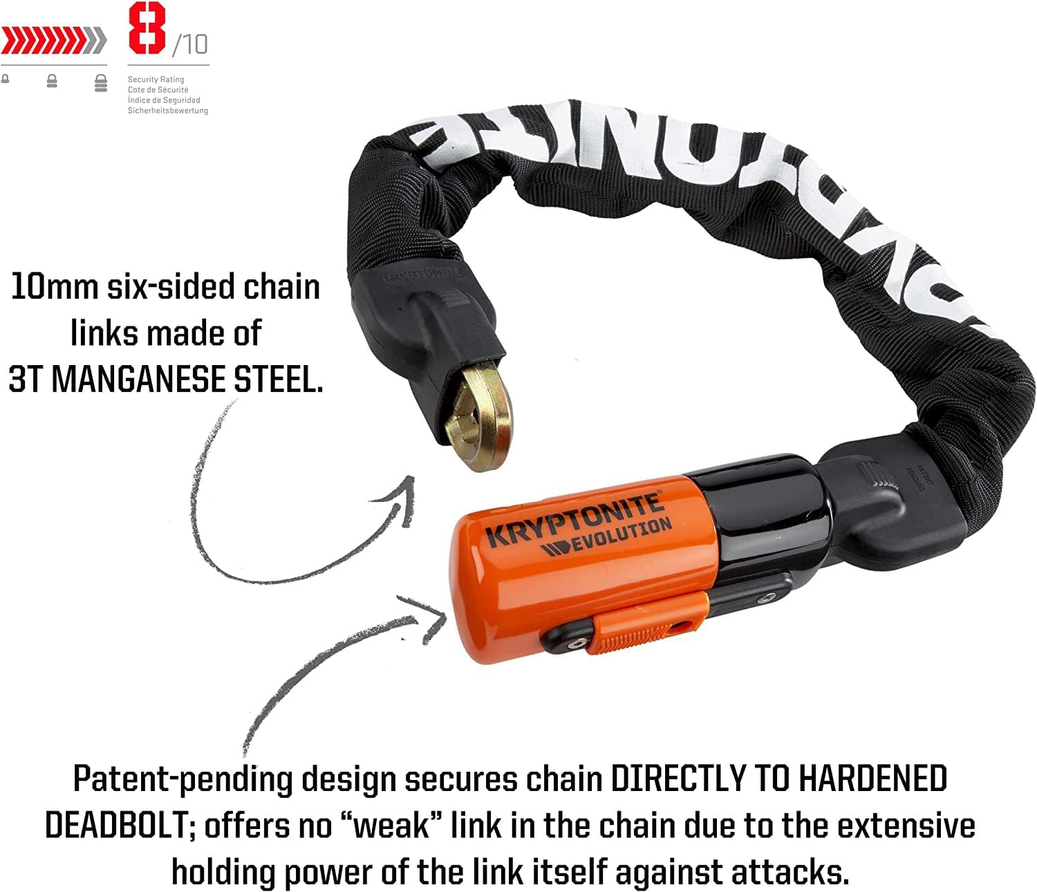 Kryptonite Evolution Mini Integrated 10Mm Chain Bicycle Lock image number 3