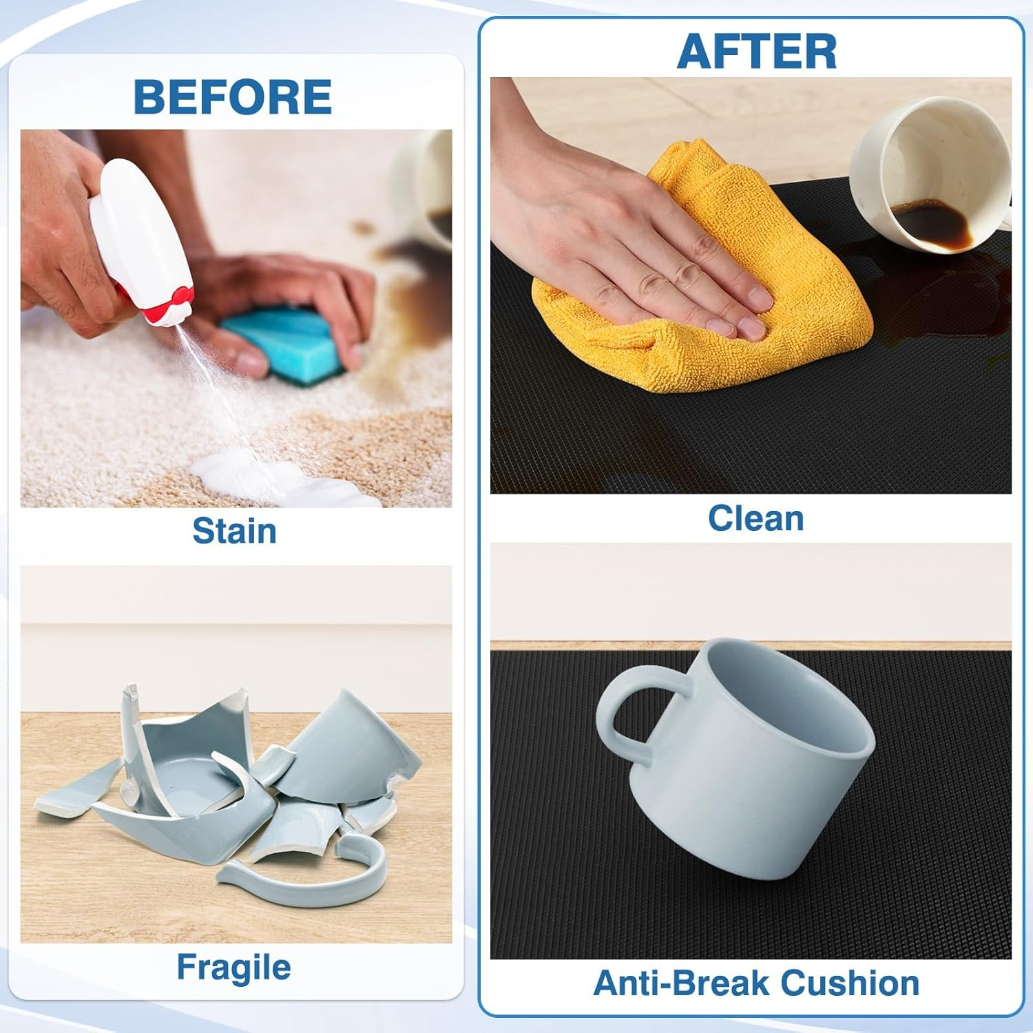 YUTA 2PCS Kitchen Mats, Kitchen Rugs Set, Cushioned anti Fatigue Kitchen Mats for Floor, Non-Slip Standing Desk Mat, Waterproof Kitchen Rug Set for Kitchen, Floor, Office 44X75Cm+44X150Cm, Black image number 1