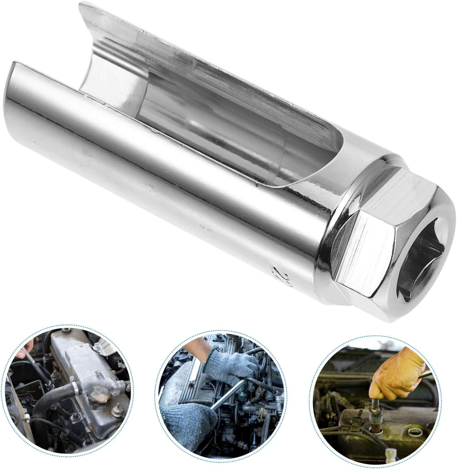 Hohopeti O2 Sensor Socket Removal Tool 1/2 Inch Large Opening 9Cm White Remover Socket Universal Automotive Repair Equipment Installation and Removal image number 4