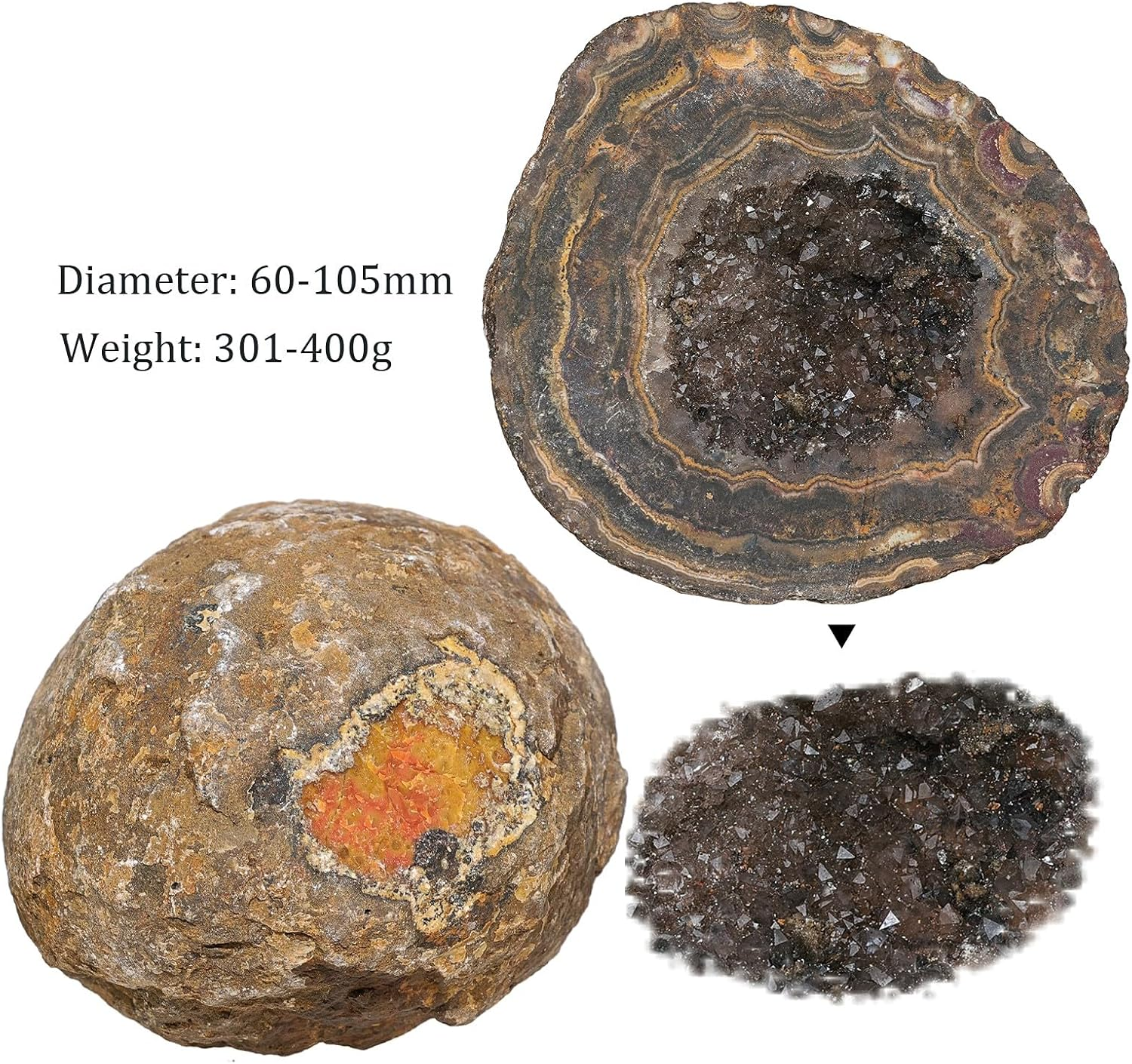 Nupuyai Agate Geode Stone Crystal Cluster Druse Raw Stone Mineral Stone Healing Stone Feng Shui Natural Stone Agate Decoration for Home Garden Large image number 4