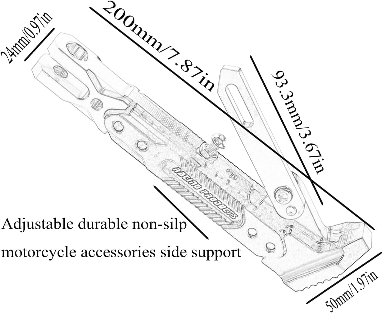 Motorcycle Universal Kickstand Adjustable Modified CNC Aluminum Alloy Adjustable Tripod Holder Kickstand Foot Side Support Stand Motor Scooter Motorbike Motocross Electric Dit Pit Bike （Red) (Red) image number 4