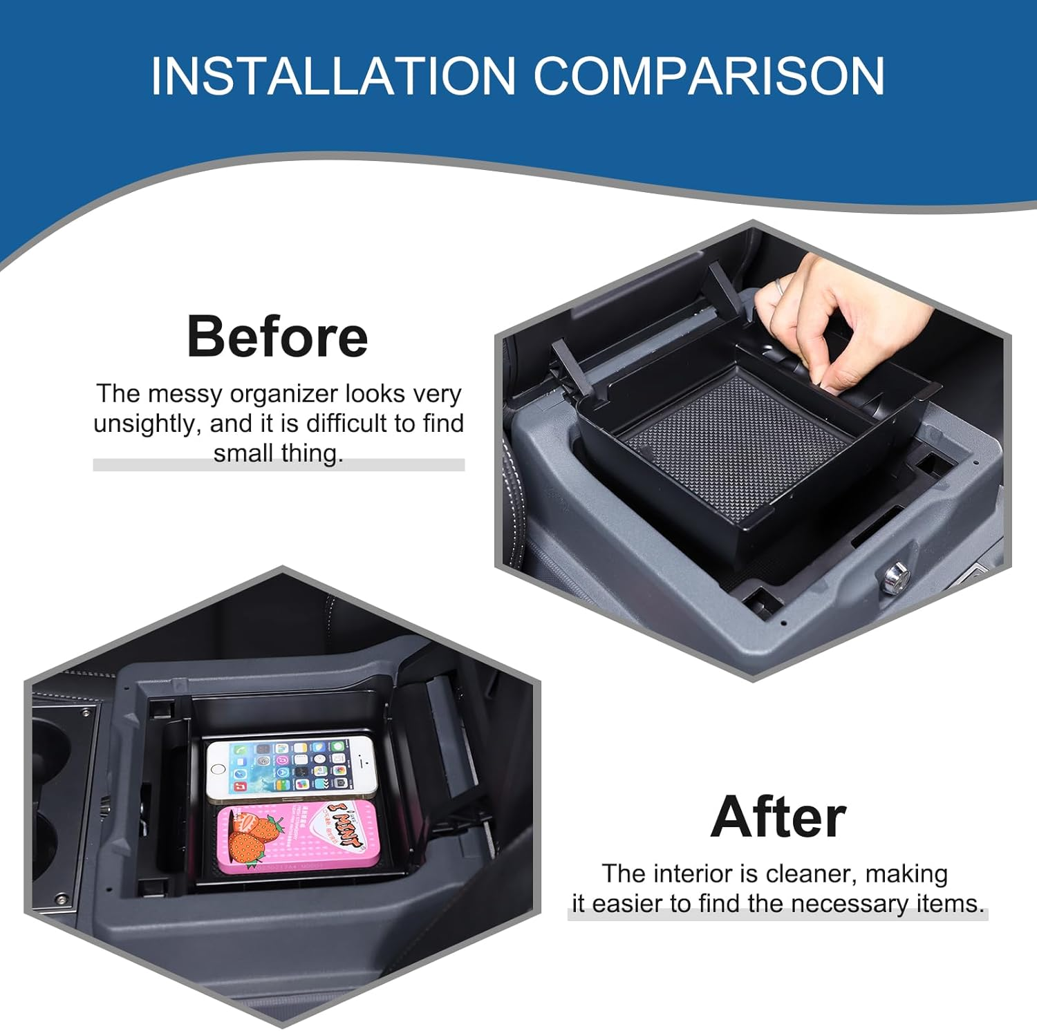 Yinaniutos Center Console Organizer Compatible with INEOS Grenadier 2020-2025 Accessories | ABS Armrest Storage Box Insert Tray with Non-Slip Mat | 1PC Set image number 2