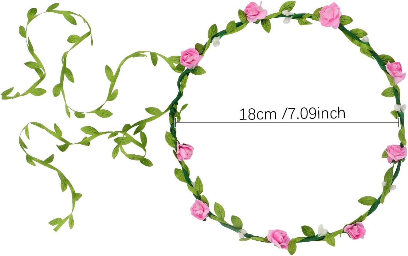 Srotmirw 4 Pcs Flower Crown with Rose for Women Girls for Halloween Hair Accessories in Pink Blue Purple and White image number 2