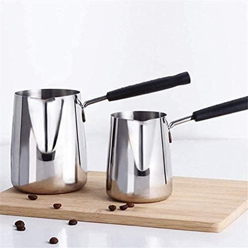 Coffee Pot Durable Turkish Coffee Pot Induction Cooker Teapot Moka Coffee Pot Kettle Gas Stove Heating Stainless Steel Milk Jug Latte Pot -600Ml(1Pcs) image number 2