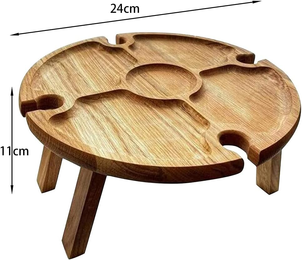 Oidnvay Folding Portable Picnic Table, Outdoor Fold up Camping Camp Table Small Wood Wine Picnic Table,Small