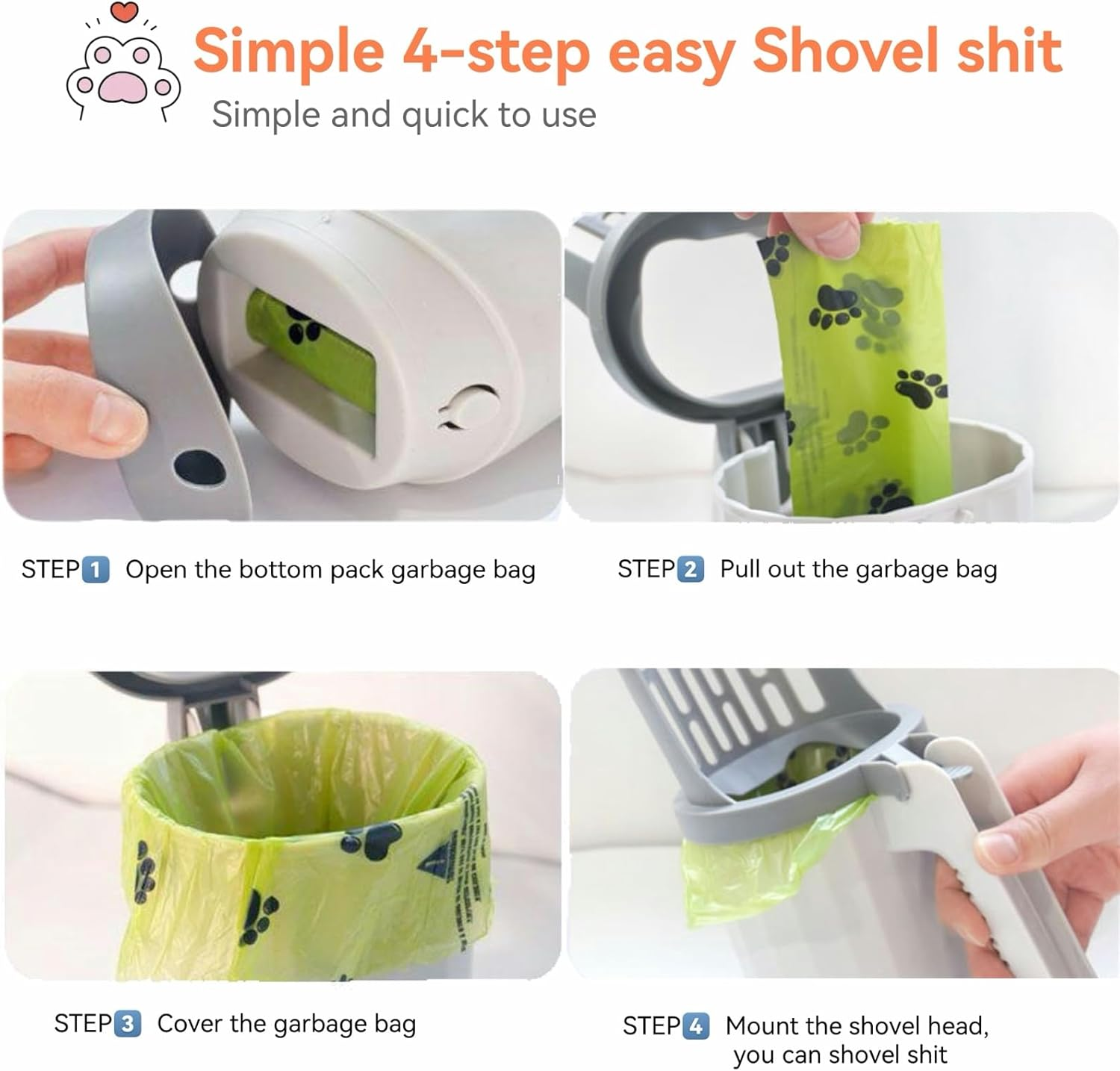 135 Bgas Cat Litter Scooper with Holder, 2 in 1 Poop Scooper, Cat Box Shovel with Waste Can, Large Capacity Cat Litter Box Scooper Portable Shovel, Cat Litter Garbage Can image number 1