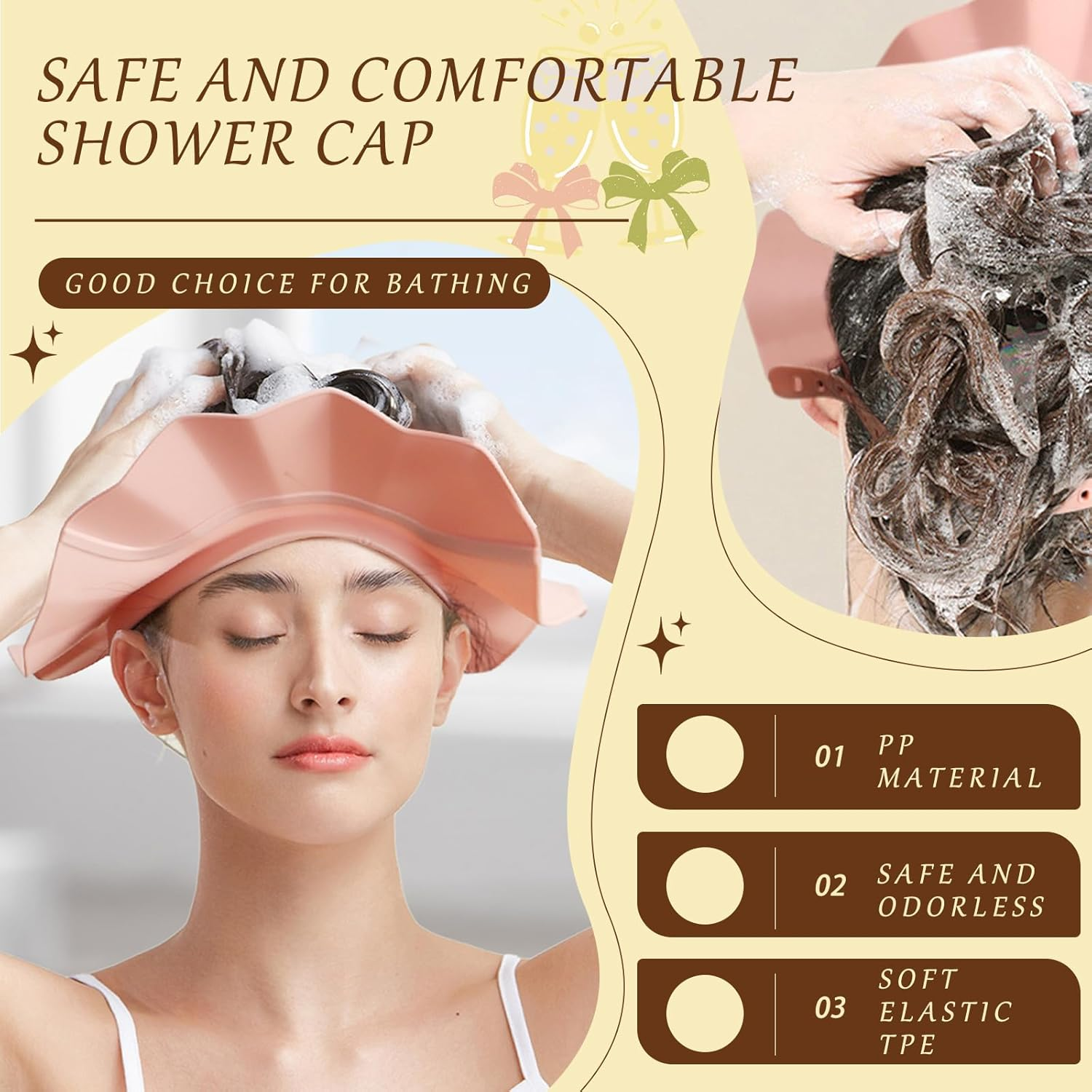 JZS Baby Shower Cap Hat Soft Adjustable Bath Head Cap Visor for Washing Hair Safe Shampoo Shower Bathing Protection Head Eye Ear,Shampoo Caps for Toddler