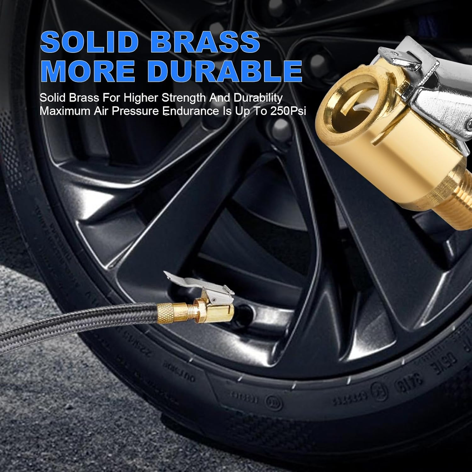 2Pcs Threaded Tire Inflator Collet, Brass Twist-On Connection Locking Inflator Nozzle Adaptor Hose Connector, Vehicle Inflator Compressor Pump Connection Accessory Tool for Leak-Free Tire Chucks image number 4