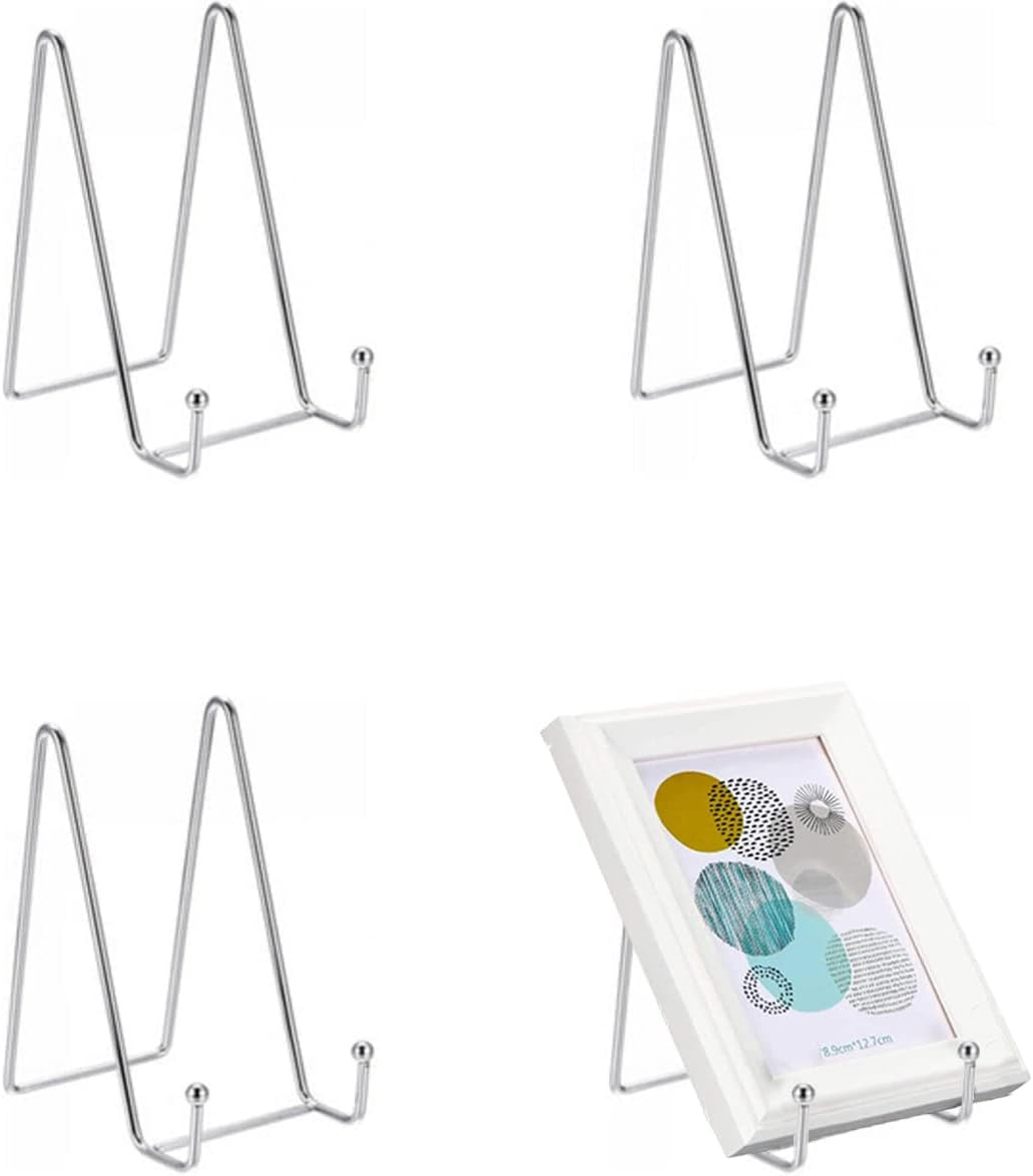 6 Inch Plate Stands for Display, 3 Packs Plate Holder Display Stand, Metal Frame Holder Stands for Book, Pictures, Photo Easel, Tabletop Artistic Work