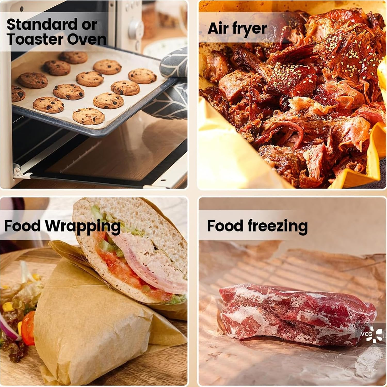 100 Pcs Unbleached Parchment Paper Baking Sheets, 8X12 Inch Precut Non-Stick Parchment Sheets for Air Fryer, Oven, Bakeware, Steaming image number 3