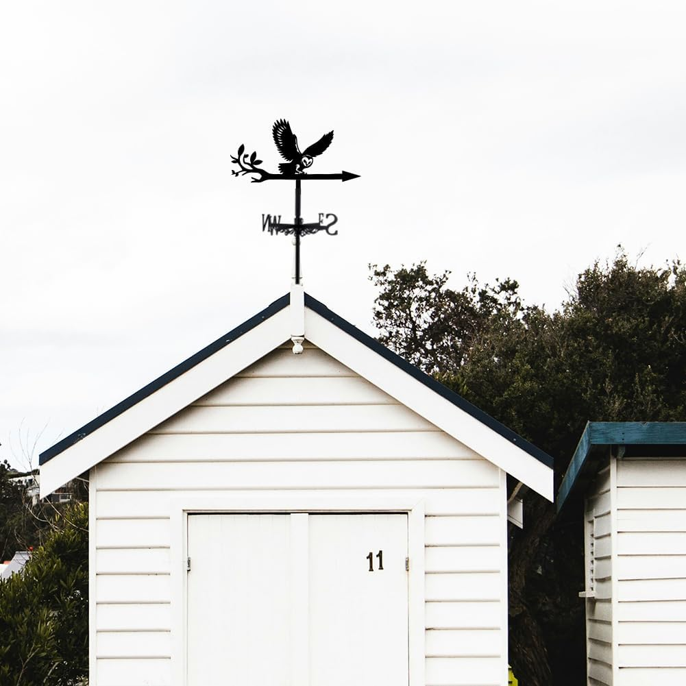 SUPERDANT Owl Weather Vane Owl on Branch Weathervanes Black Metal Wind Vanes Animal Weather Vanes Weathervane Garden Ornament for Farmhouse Garden Outdoor Yard Roof Shed Paddock Decoration image number 5