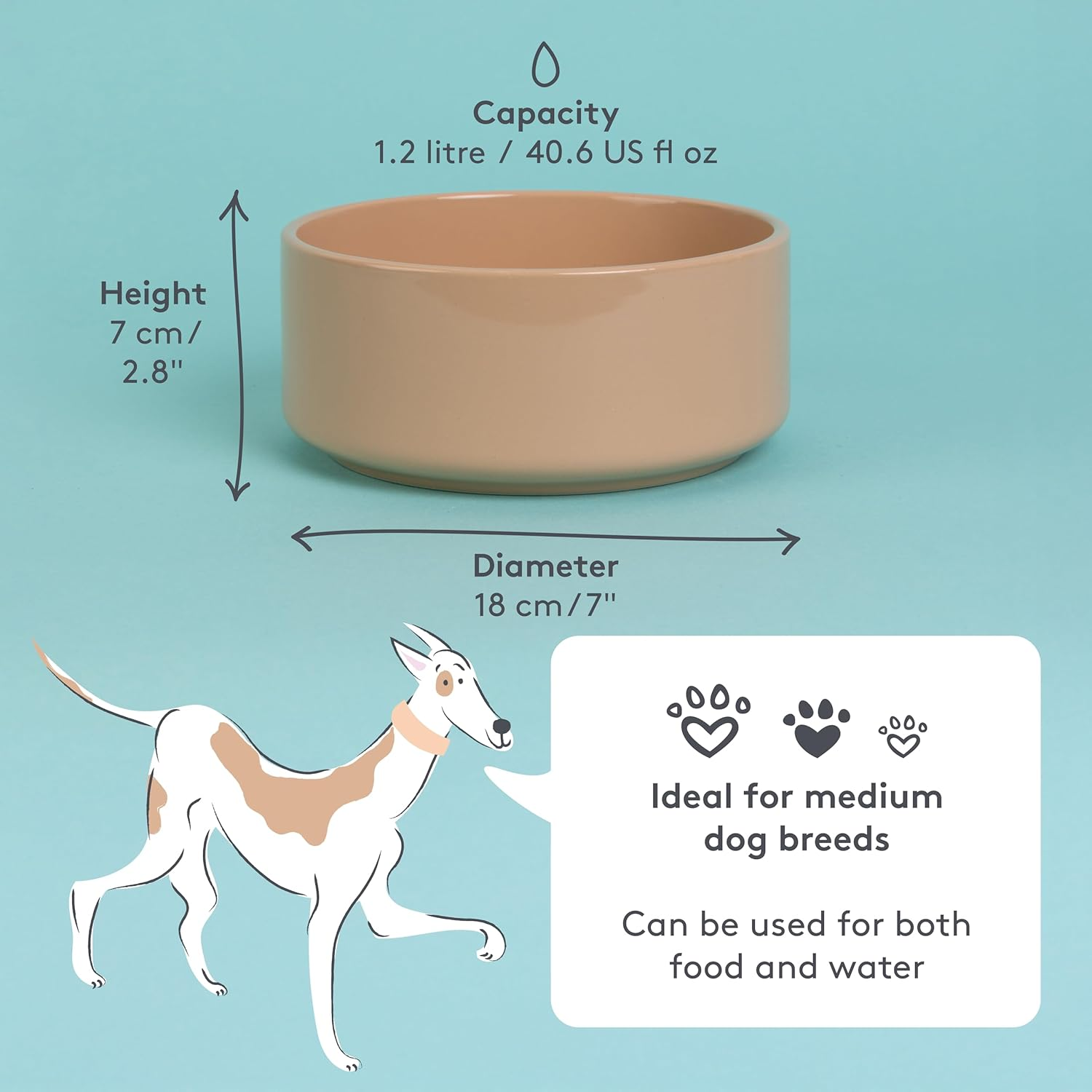 Mason Cash Cane Ceramic Dog Bowl, 7-Inch, Plain image number 1