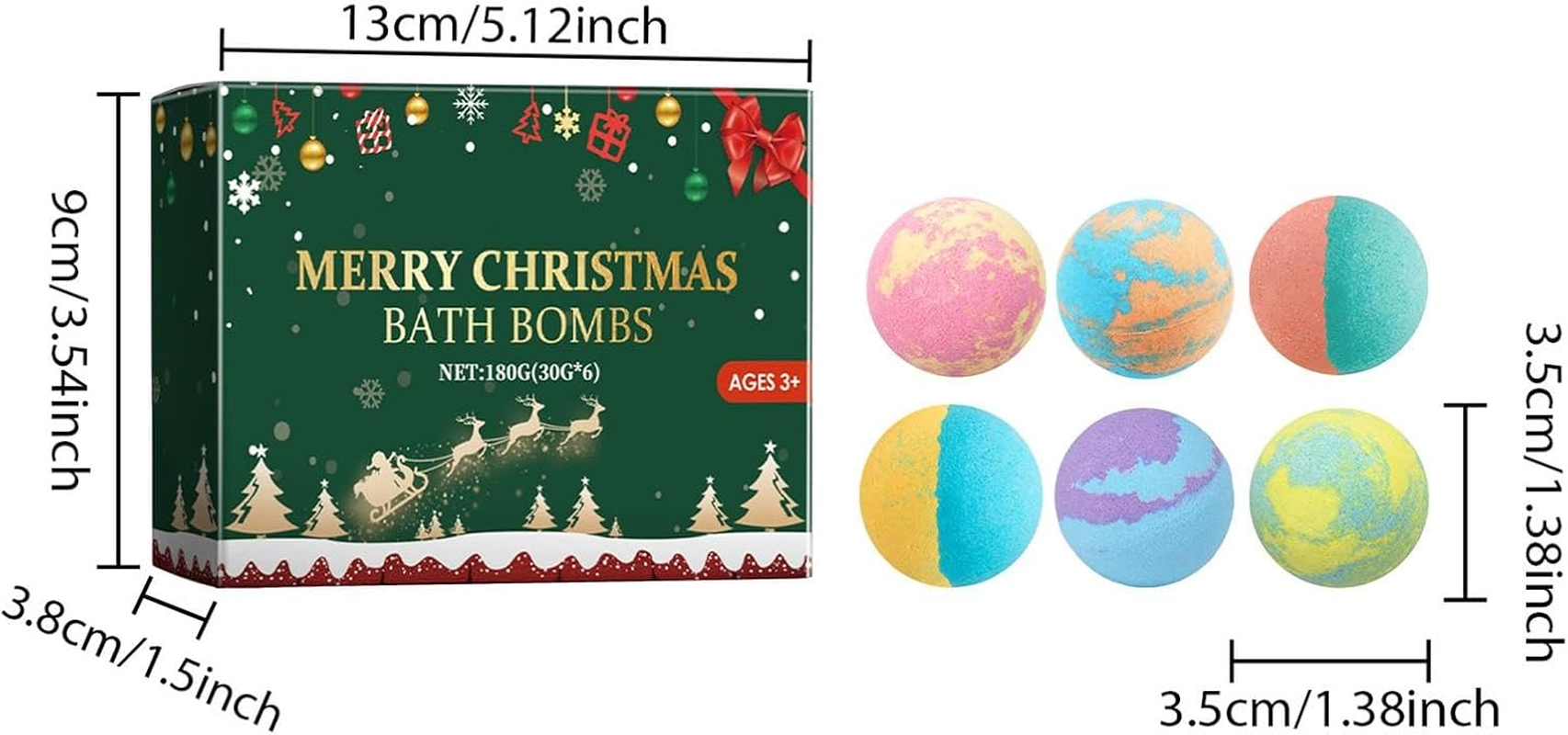 Zankie Natural Bath Balls,6X Home Spa Fizzies Bubble Bath Balls - Christmas Spa Relaxing Bath Balls, Organic Handmade Bubble Bath Balls for Women & Men, Girls, Wife image number 4