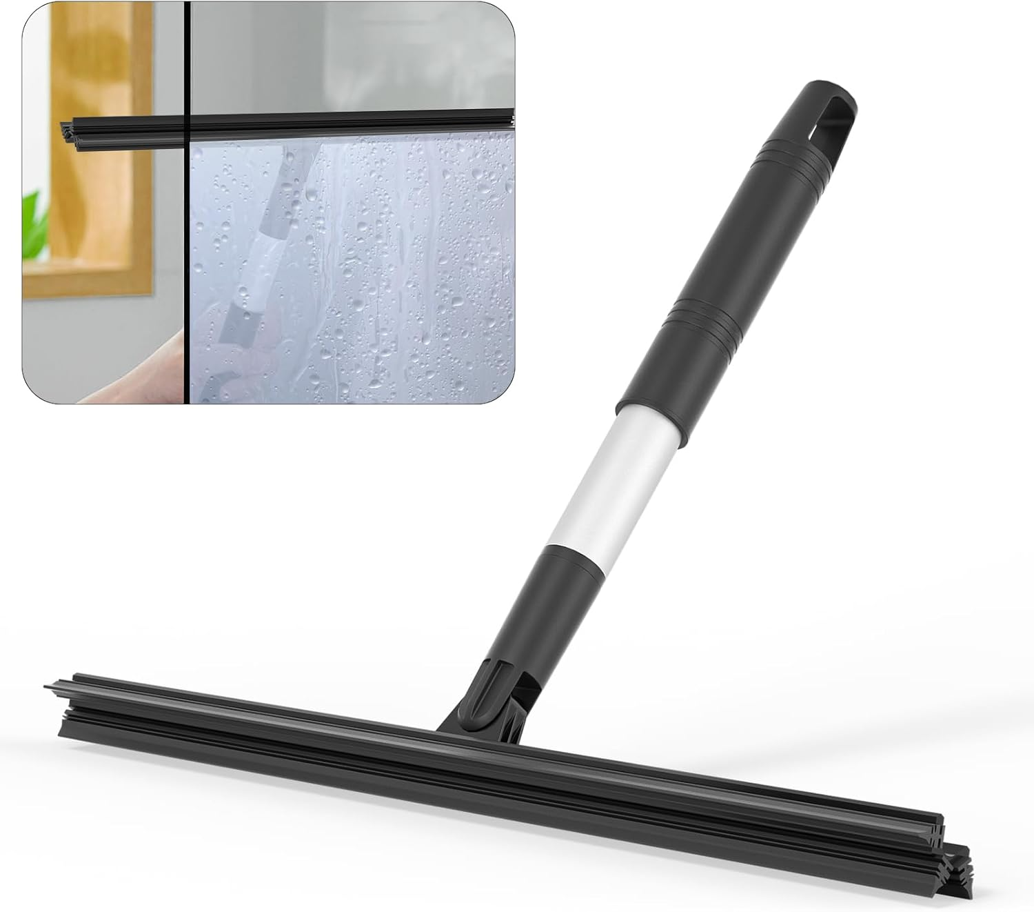 TMA All-Purpose Shower Squeegee, Silicone Glass Doors Squeegee, Bathroom Cleaner Tool for Shower Doors, Windows, Mirrors, Tiles and Car Window, Black image number 3