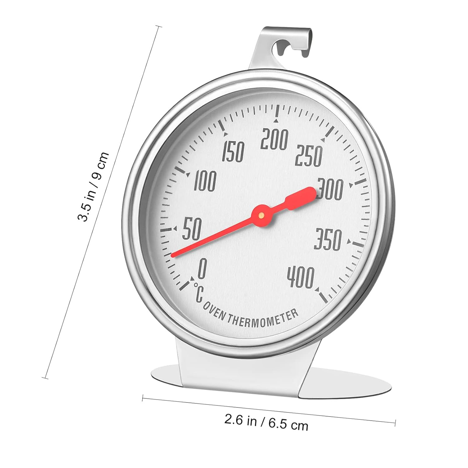 Oven Thermometer, 0-400&deg;C, Oven Grill Fry Chef Smoker Analog Thermometer Instant Read Stainless Steel Kitchen Cooking Thermometer image number 3