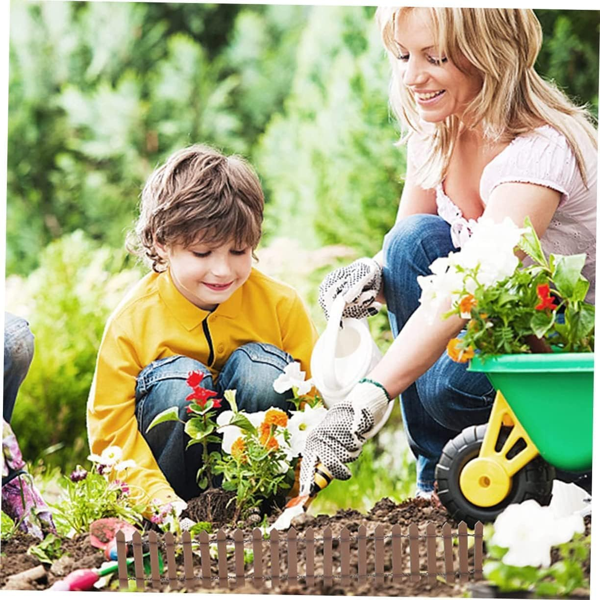 Miniature Wood Picket Fence Garden Ornament, 2 Pieces Wood Picket Fence Garden Decorative Fence, Miniature Fairy Garden Fence Wooden Decorative Ornament Fence Wooden Pickets Fences image number 2