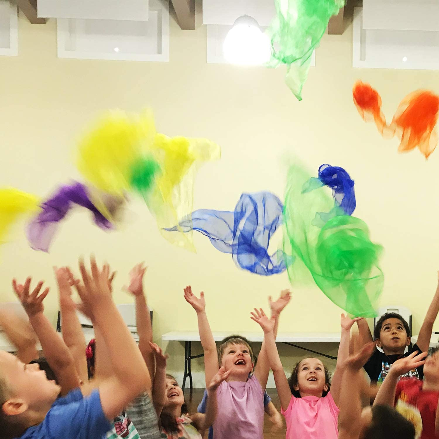 Novelty Place Dance & Juggling Scarves (12PCS) - Silk Square Scarf with Hemmed Edges - Easy Clean Ideal Performance Props Accessories - 6 Colors(24" X 24") image number 3