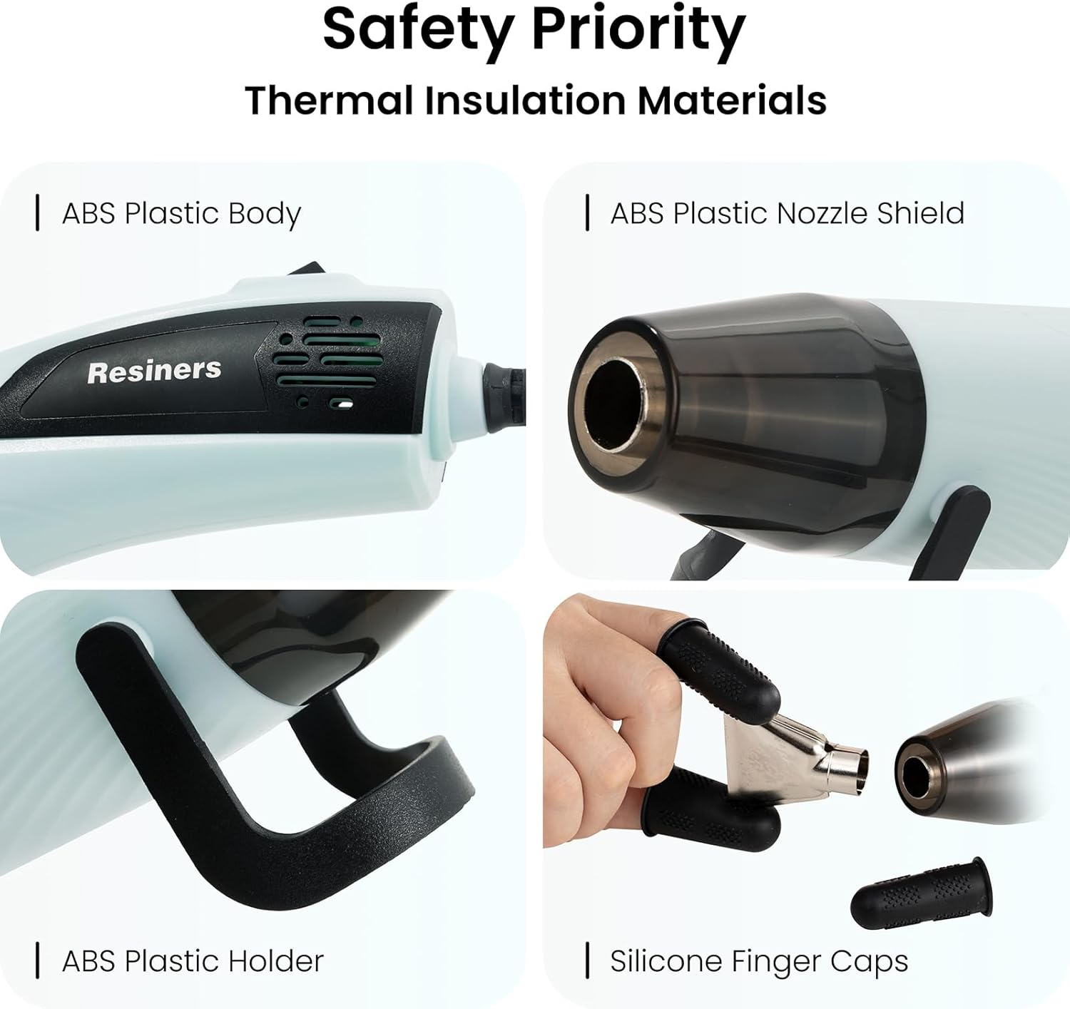 Resiners Heat Gun, Mini Dual Temp Hot Air Gun Crafts Tool with 3 Nozzles, 350W 662℉ (350℃) Heat for Epoxy Resin, Bubble Remove, DIY Glitter Tumblers, Vinyl Shrinking Wrap, Embossing, Candle Making image number 1