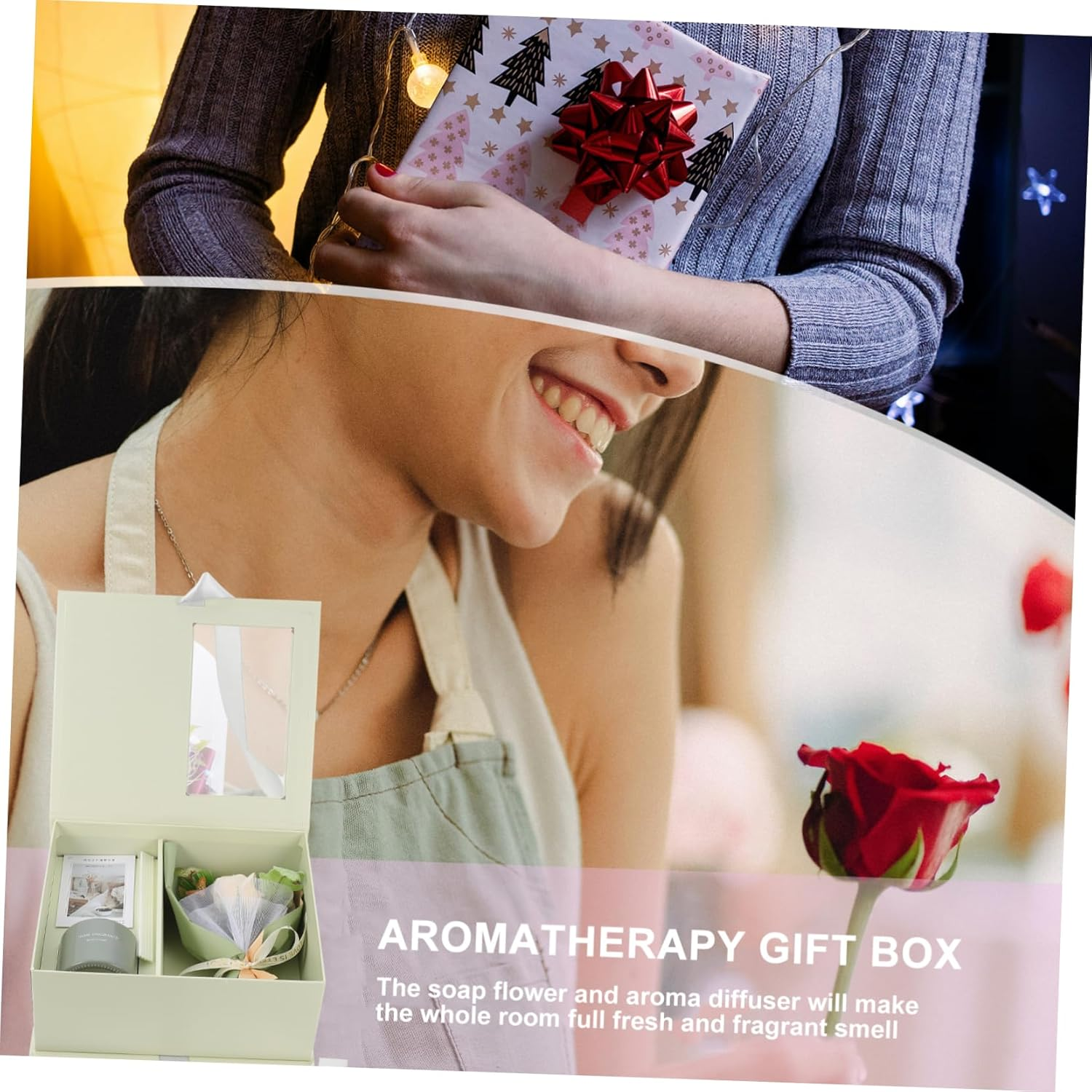 WOONEKY 1Set Artificial Soap Flower for Thanksgiving Day and Valentine'S Day Elegant Aromatherapy Present High Packaging for Home Decoration and Romantic Surprises image number 3