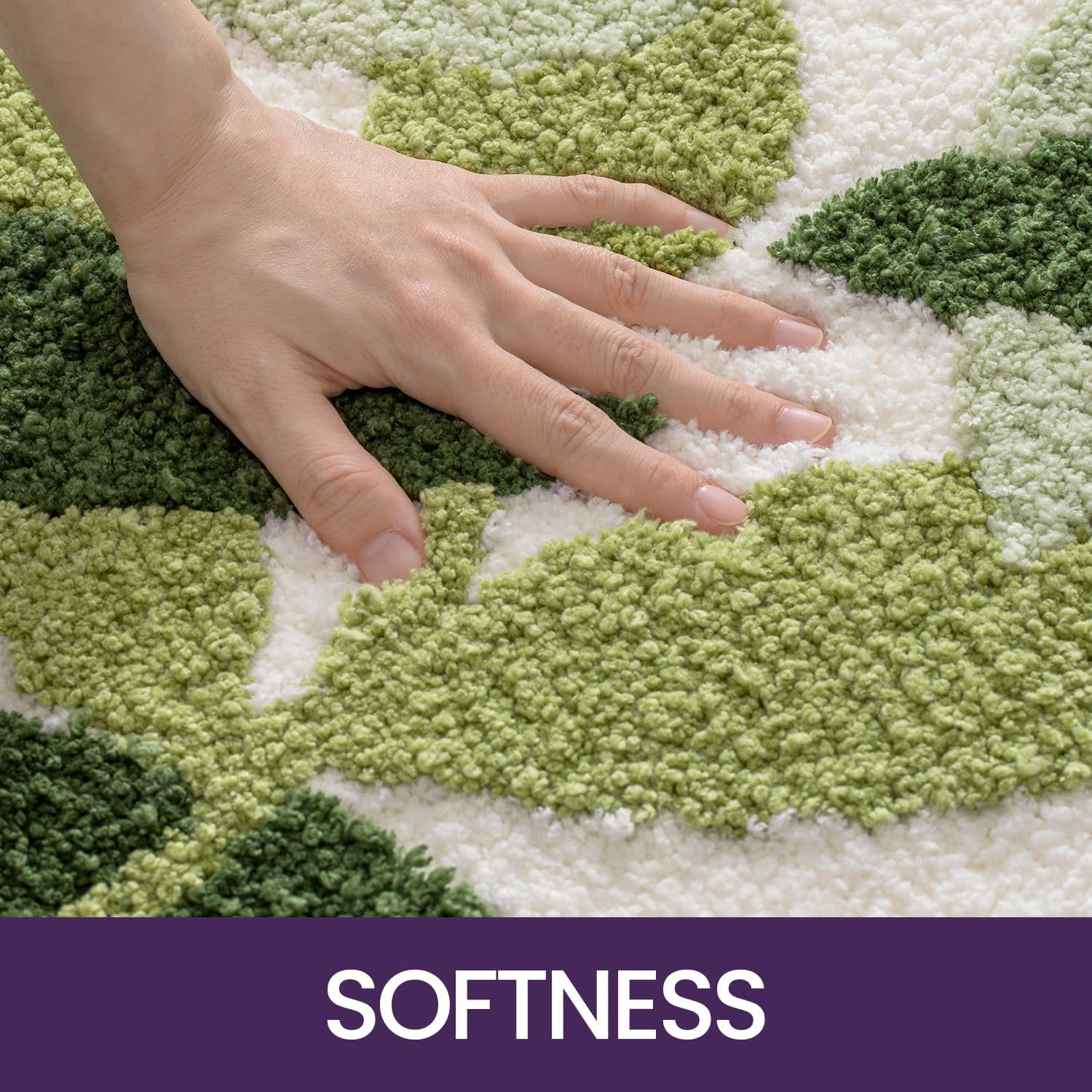 DEXI Leaf Bath Mat Green Bathroom Rug, Microfiber Soft Plant Bathmat, Non Slip Absorbent Washable Quick Dry Mats for Shower, 50 X 80CM image number 2