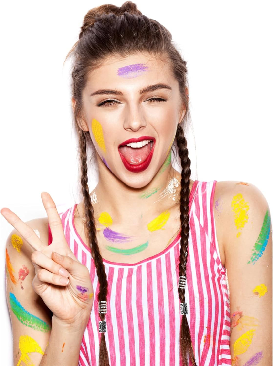 44 Pcs Viking Rune Beads for Hair, Beard & Jewelry - 96Pcs Metal Alloy round Braiding Beads with 50 Rubber Bands & Storage Box image number 5