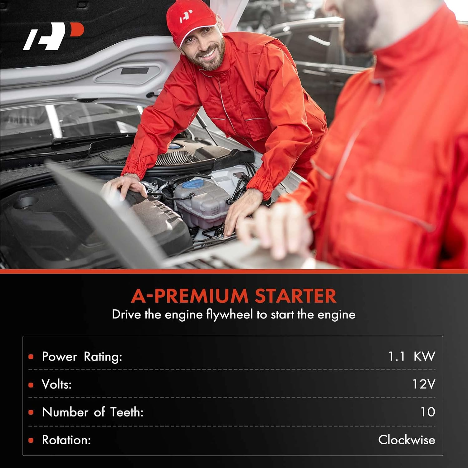 A-Premium Starter Motor Compatible with MG MGB 1968-1980 L4 1.8L, 12V 1.1KW 10 Teeth Clockwise, Replace# 70AB11000EB, 0986020021 image number 4