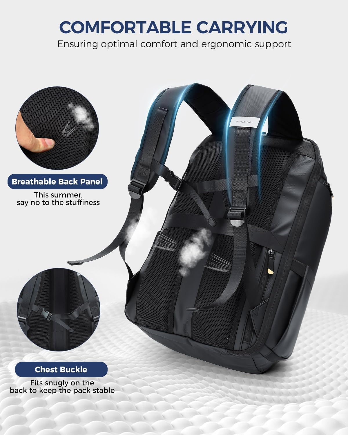 Ponhog Laptop Backpack for Men, Business Backpack with USB Charging Port anti Theft Computer Backpack image number 5