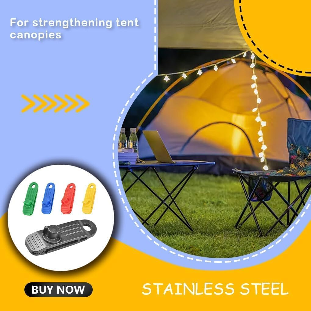 10 Pieces Camping Hiking Picnicking Tent Tarp Fasteners Windproof Awning Wind Rope Clip Fastening Clamps Outdoor Equipment image number 4