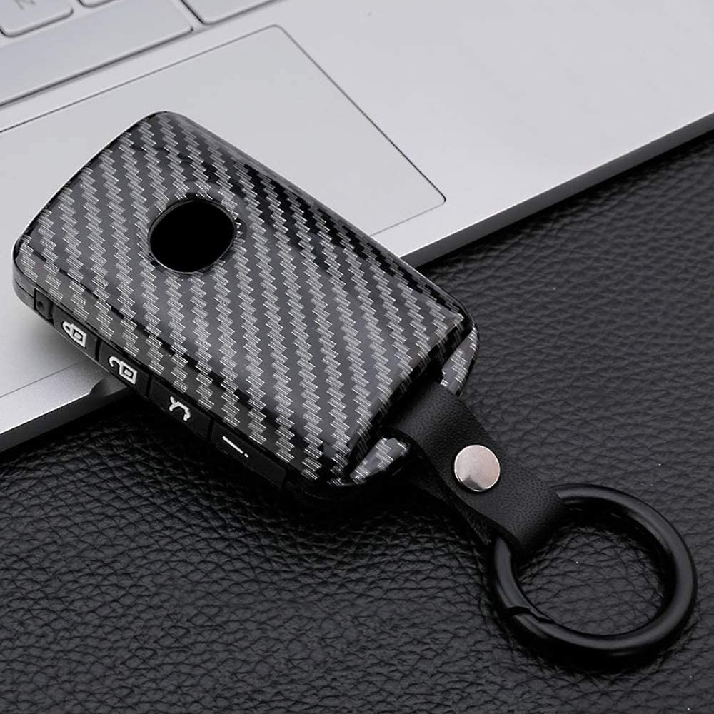 Ontto for Mazda 3 Alexa Car Key Cover Keyring for Mazda 3 CX-30 CX-5 CX-9 Mazda 3 Sedan 2019 2020 Key Fob 3 Buttons Accessories Remote Key Shell Keychain Key Holder Smart Key Protector-Carbon Red A