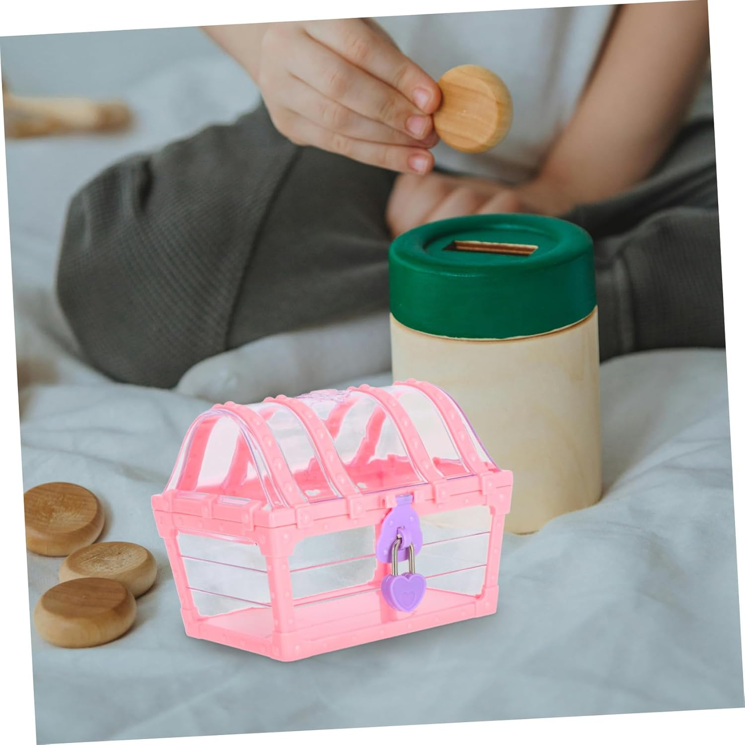 Hohopeti Pirate Treasure Chest with Lock Small Decorative Storage Box for Craftsmanship Organizer Vintage Style Keepsake Box for Home Office for Party Use image number 5