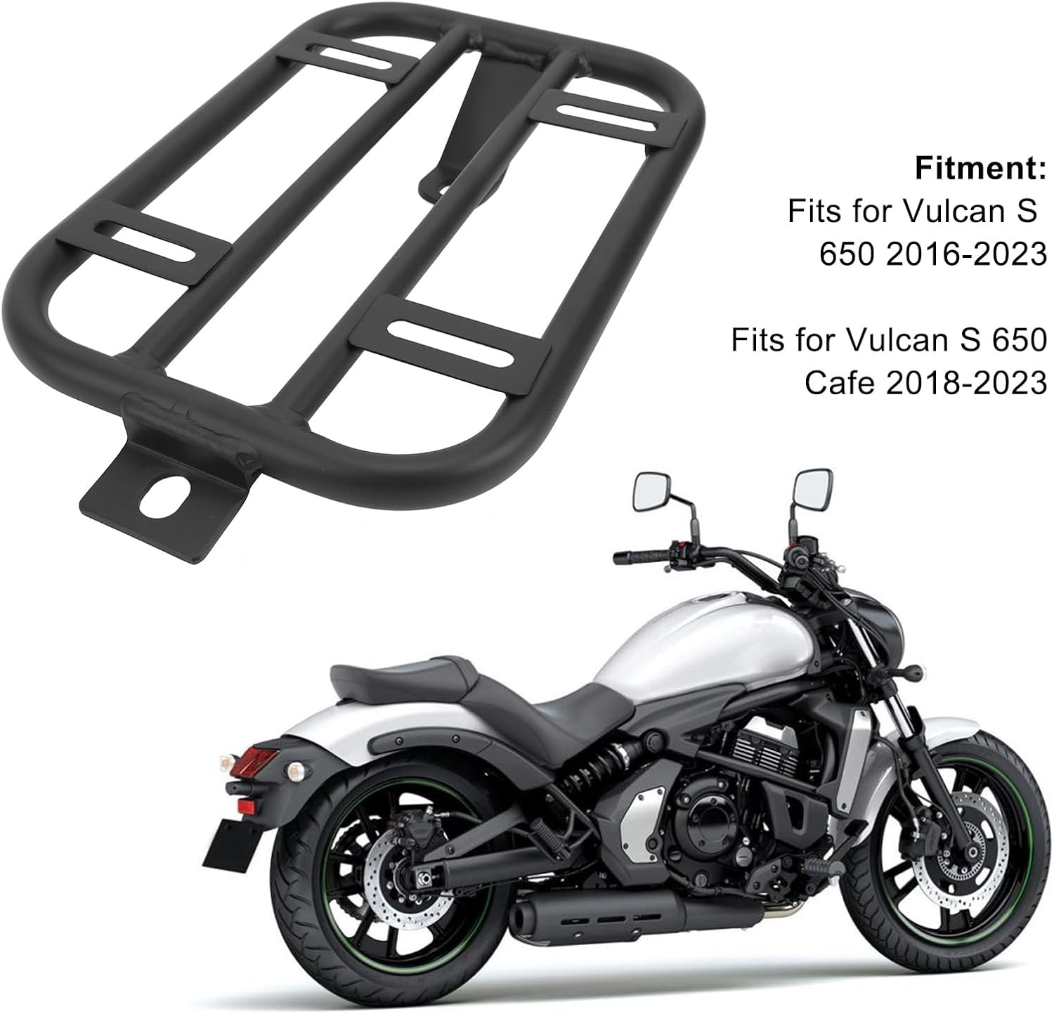Motorcycle Rear Seat Luggage Rack for Vulcan S 650 Cafe, Detachable Two up Seat Luggage Rack Support Shelf, Motorbike Expandable Cargo Carrier Bracket image number 4