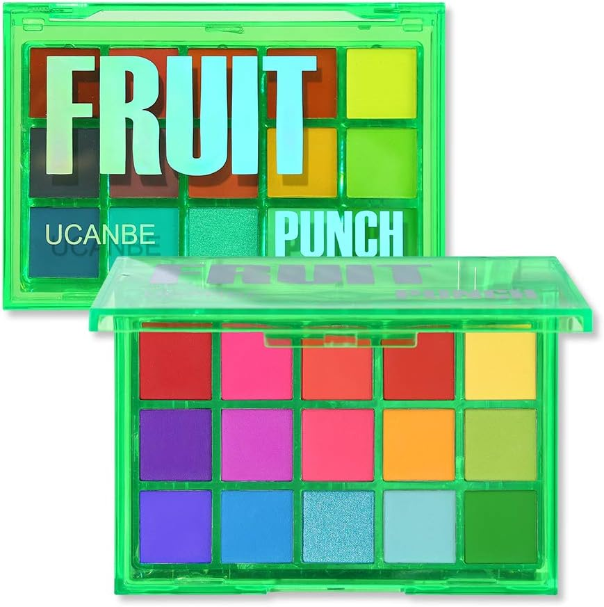 UCANBE Bright Colorful Neon Rainbow Makeup Eyeshadow Palette 15 Shades Green Purple Yellow Make up Pallets Kit Vibrant Shimmer Matte Pigmented Blendable - Fruit Punch image number 6