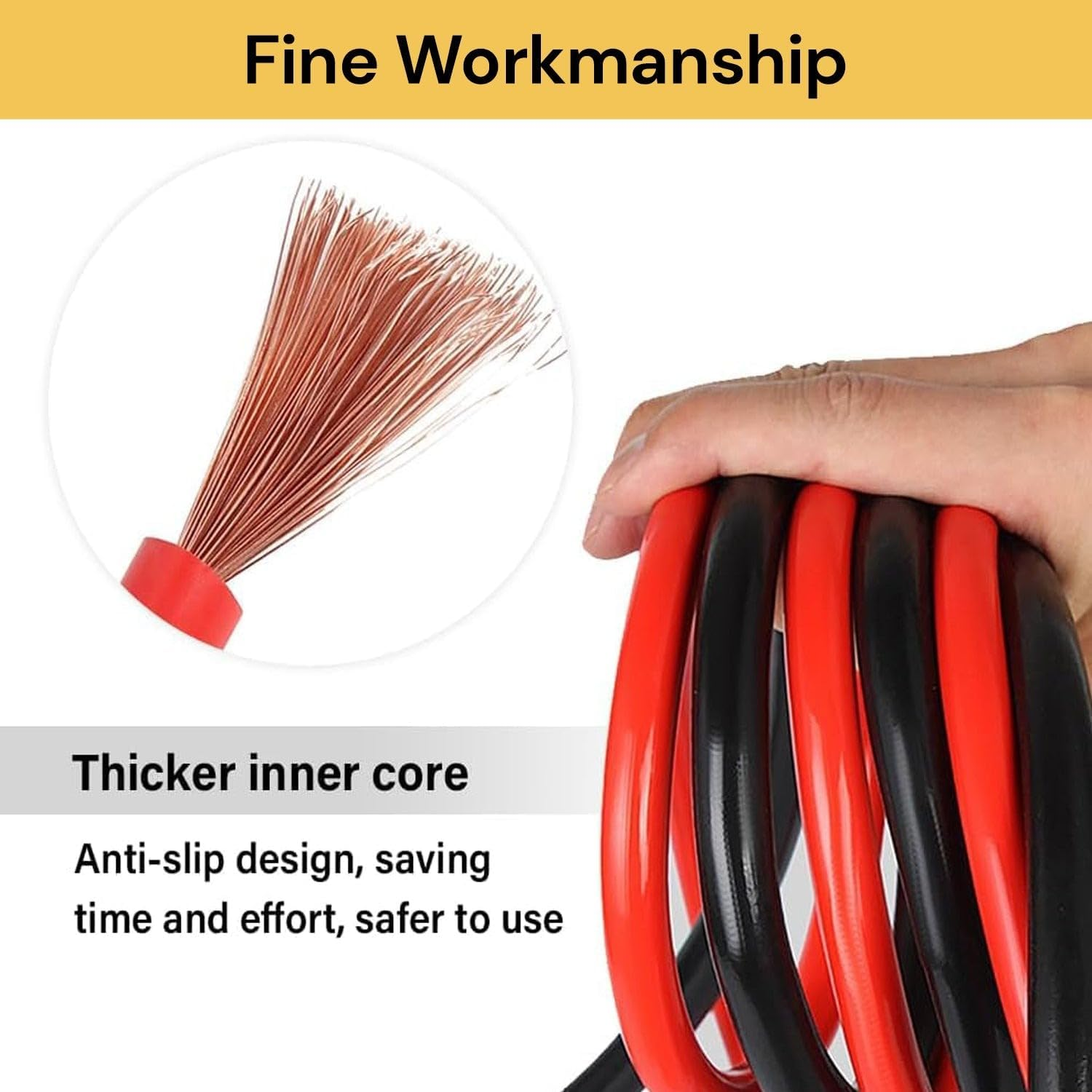 EZONEDEAL 500A Car Heavy Duty Jumper Booster Cable, Clamp to Start Dead Battery, Booster Cable for Truck Anti-Frozon Heat Insulation Jump Leads Size 6Ft image number 1