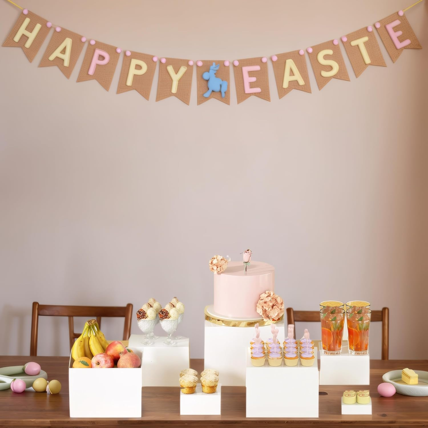 White Acrylic Display Risers Set of 6, Square Pedestal Stand for Perfume, Cake, Jewelry, Table Decor or Retail Showcase image number 2