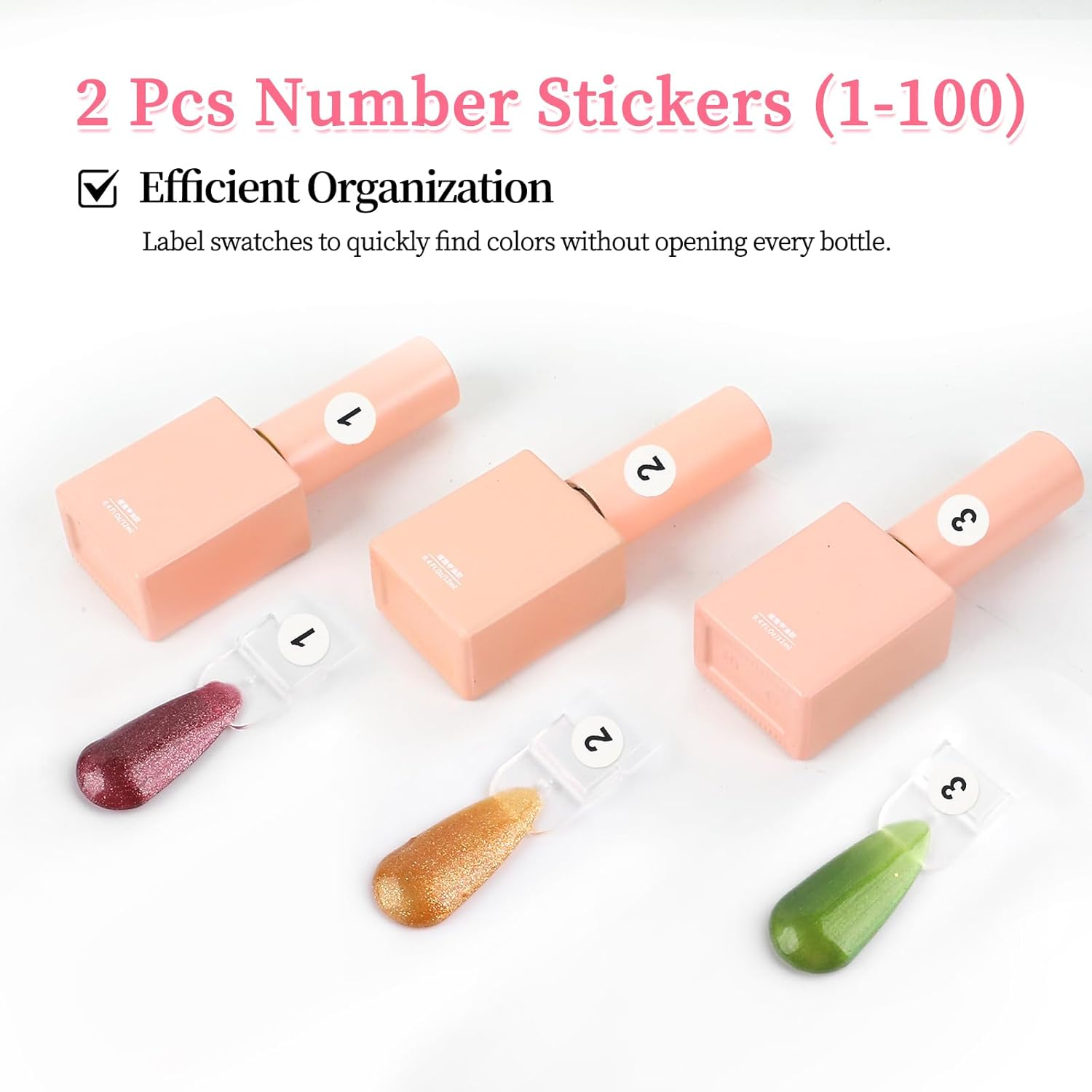 BQAN 72 Pcs Nail Swatch, Double Layer Tips for Nail Polish Color Display & Manicure Practice & Color Samples with Number Stickers for Salons and Home DIY Use image number 4