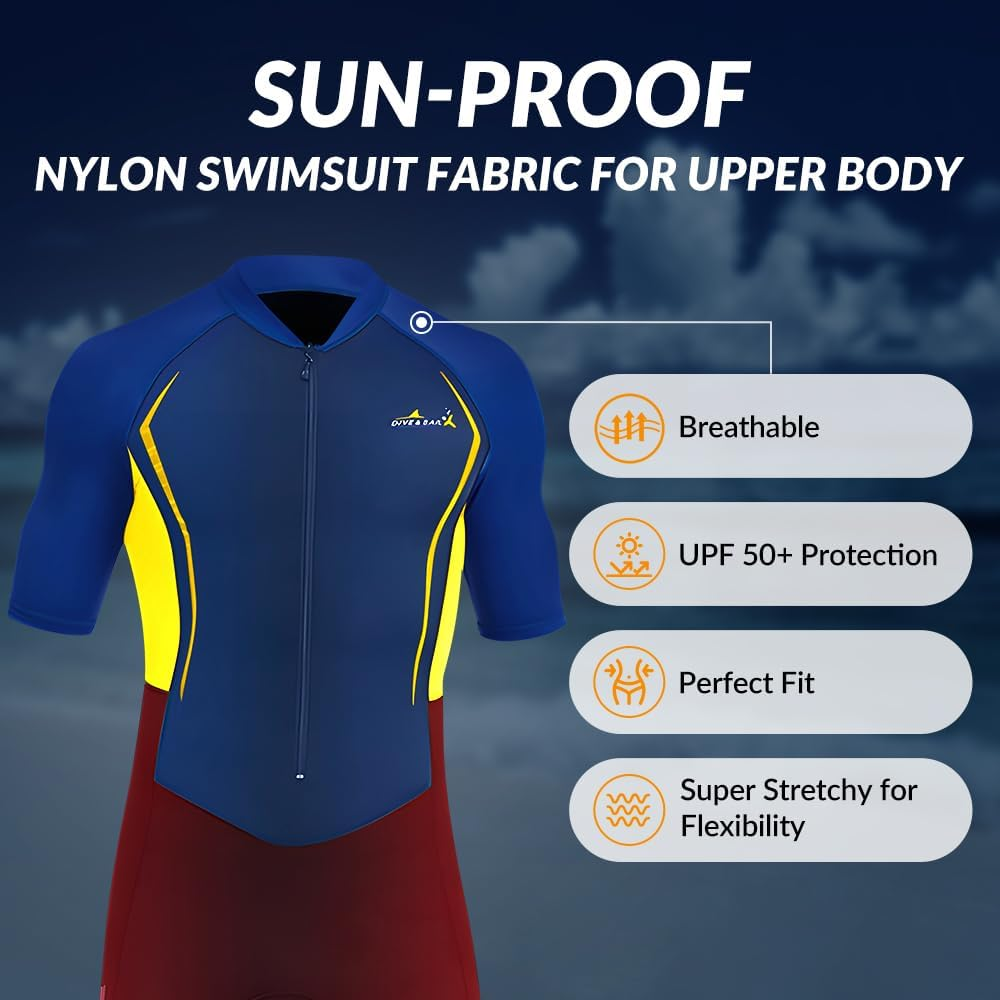 WOTOW Men&rsquo;S Shorty Wetsuit, 1.5Mm Neoprene Diving Suits Front Zip Short Sleeve Wet Suit for Surfing Diving Swimming Snorkeling Kayaking image number 3