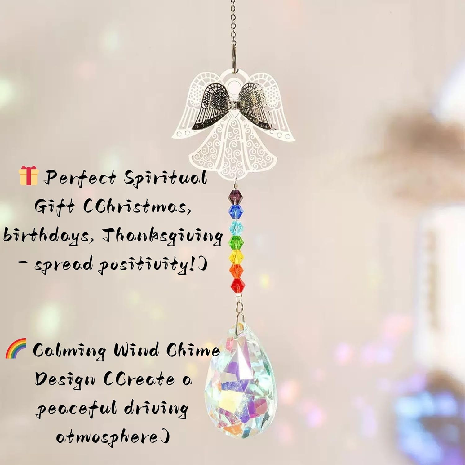 MOTOFITOOL Crystal Sun Catcher for Car, Car Charms Rear View Mirror,Angel Hanging Ornamentcar Sparkling Crystal Prism Decor, Cars Accessories for Women image number 4