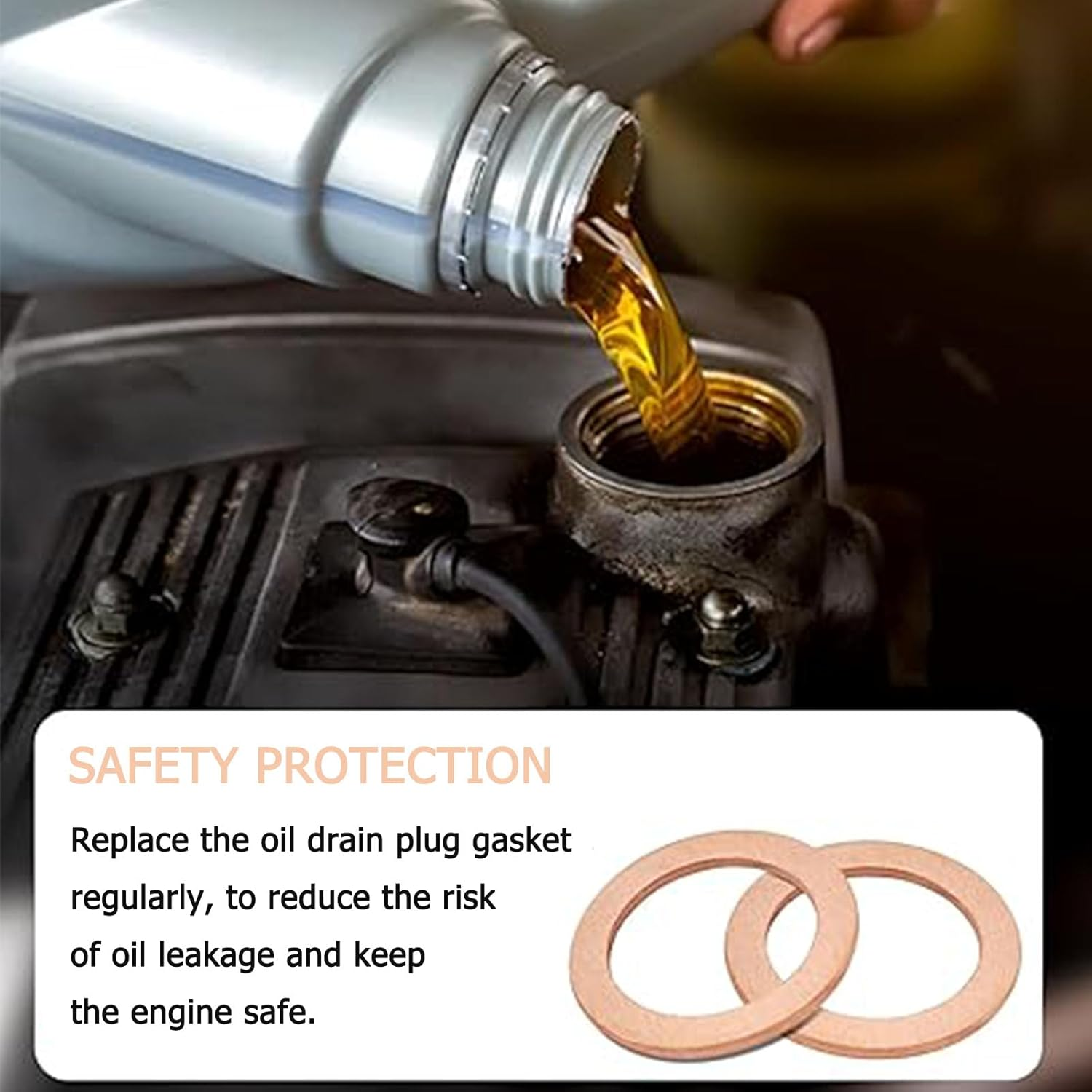 15PCS 14Mm Copper Oil Drain Plug Gaskets - Crush Washer Flat Ring Seal Fittings for Car Accessories - Replacement for OEM 007603-014106, 007603014106, 115100 - for Engine Oil Drains image number 1