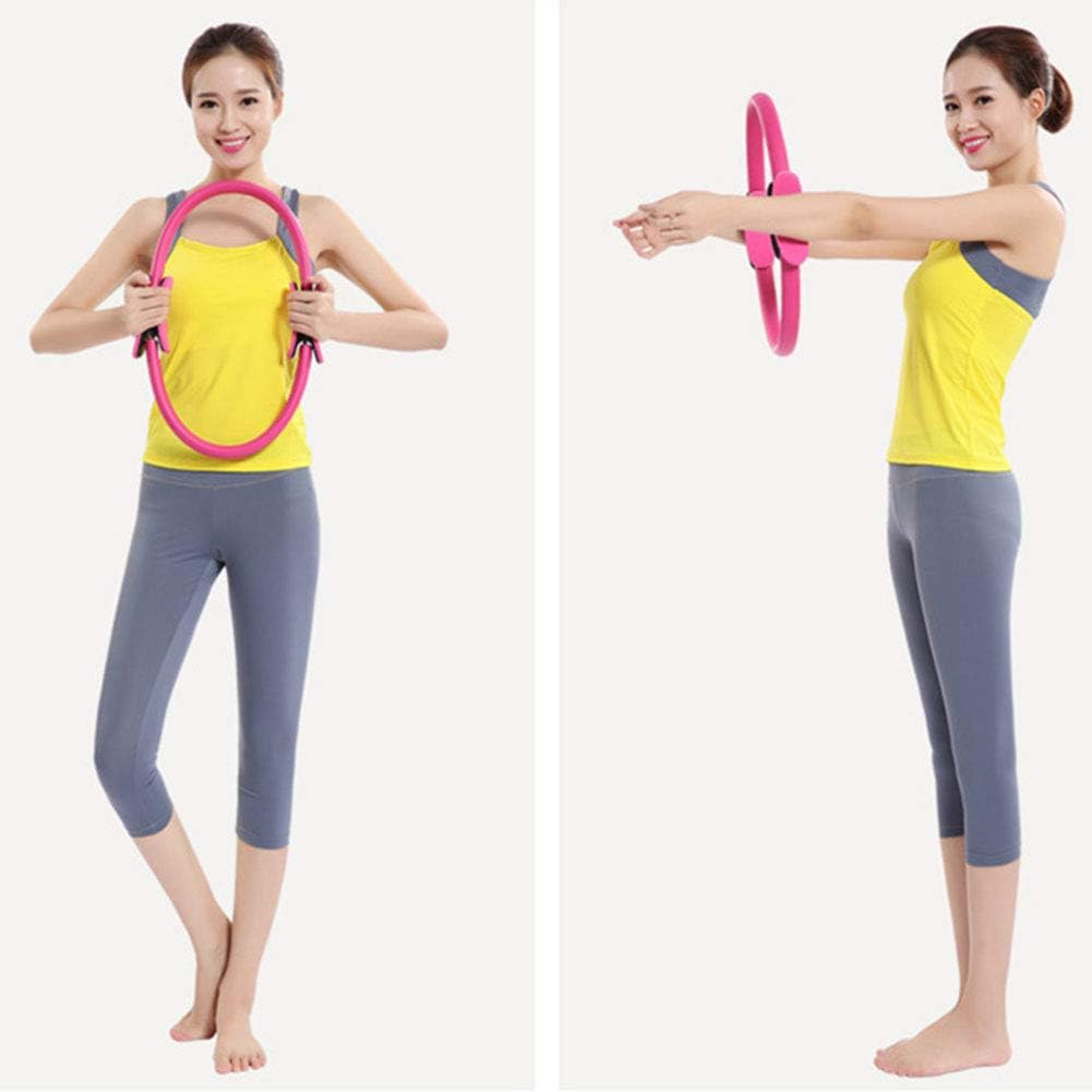 Pilates Ring Circle, Fitness Ring Magic Circle, 4 Colors 1.4In Dual Grip Yoga Ring Resistance Circle for Thighs and Legs Fitness - Black image number 6