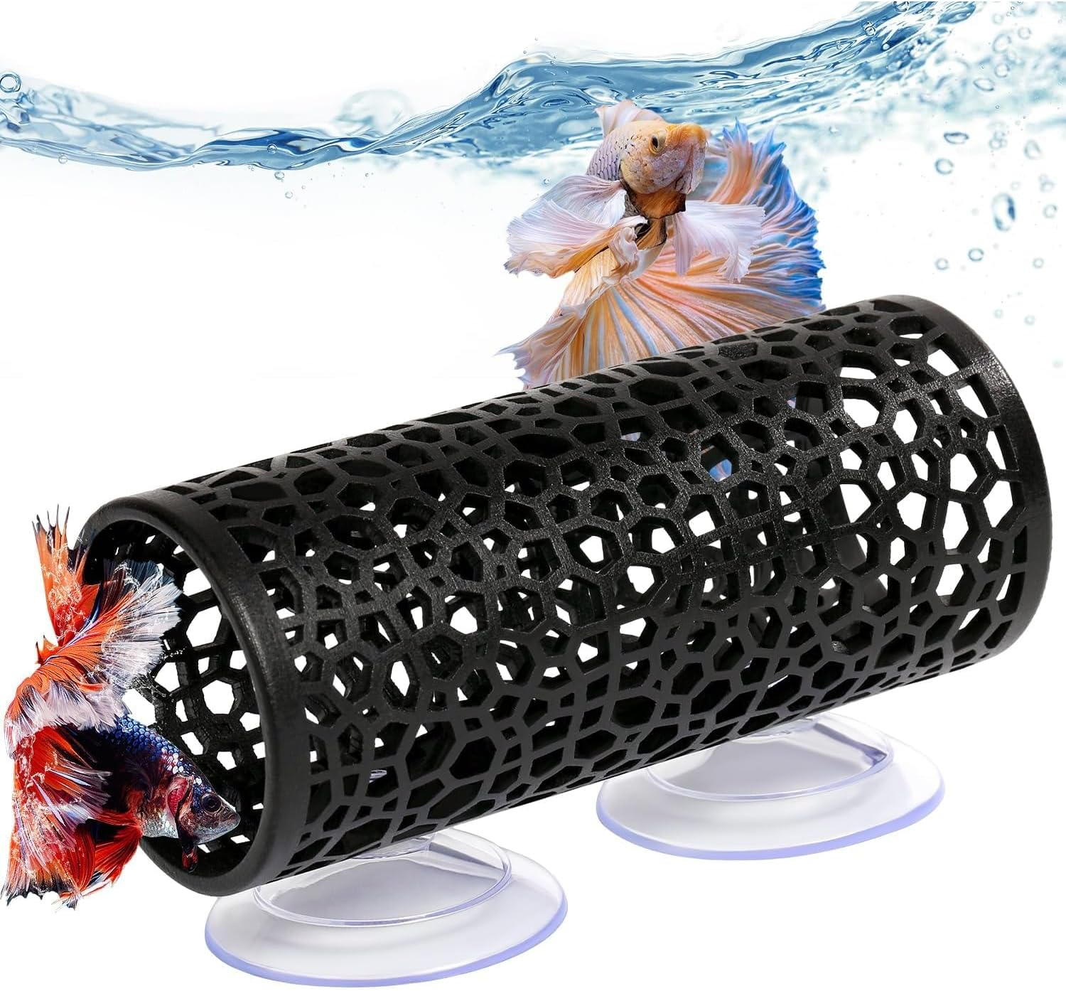 Betta Fish Toys,Betta Tunnel Black,Small Hole Hollow Betta Fish Cave,Safer for Small Fish Shrimp Betta Guppies,Aquarium Decor Fish Tank Accessories Decorations Hideout Tube. image number 6