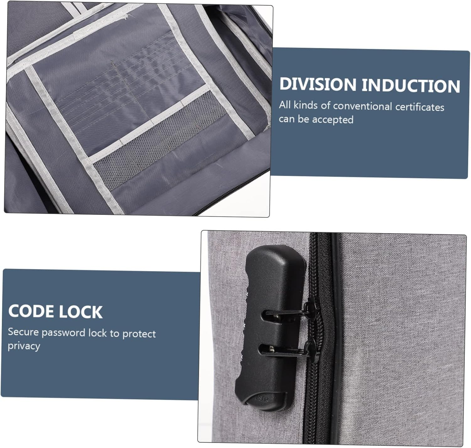 HAPINARY Travel Document Collection Bag Home File Holder Large Capacity Id Storage Bag Document Pouch - Navy image number 5