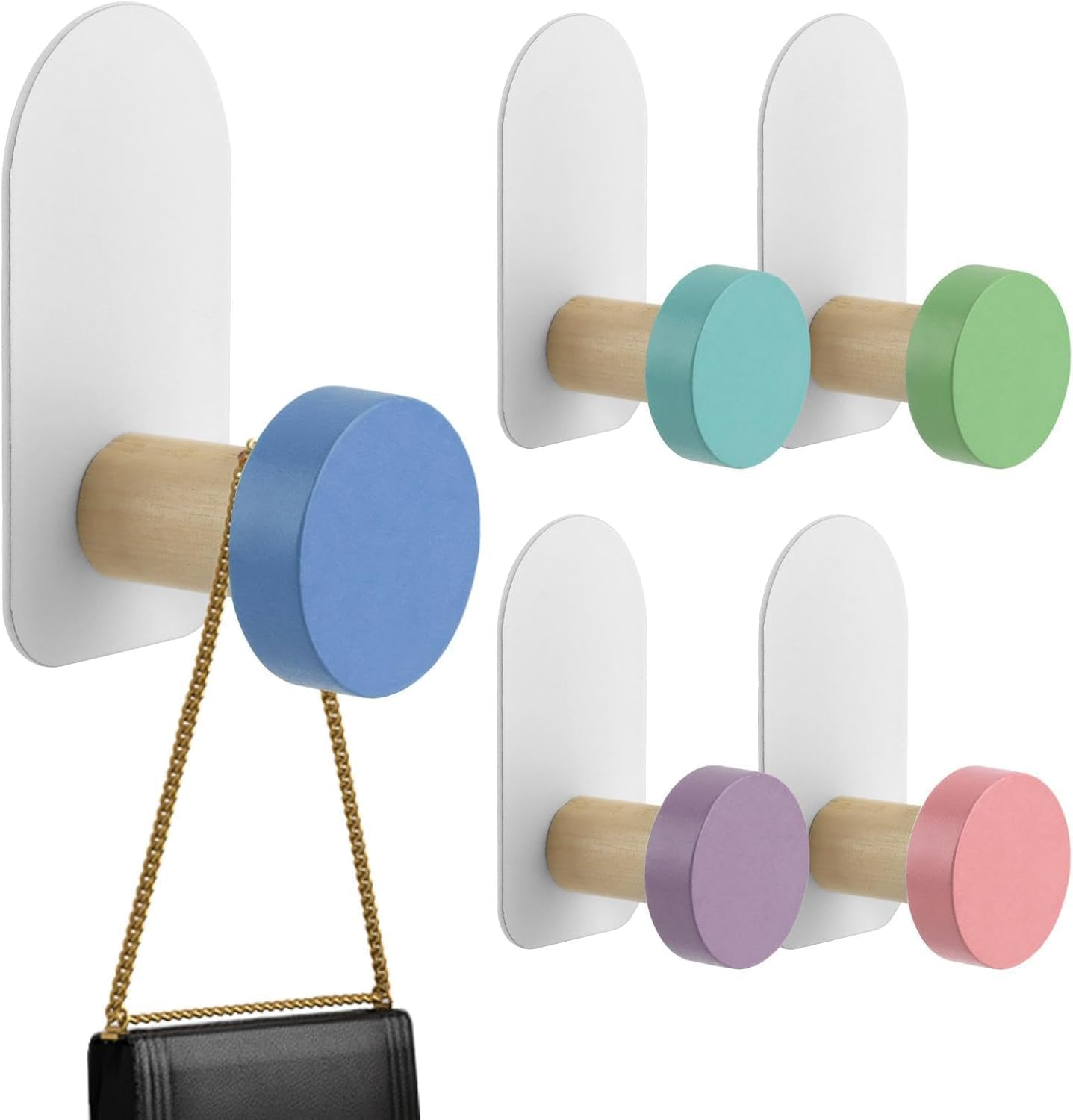 5Pcs Cute and Creative Kids' Coat Hooks,Adhesive Wall Hooks for Hanging Backpacks, Towels, Clothes, Keys, and Hats image number 1